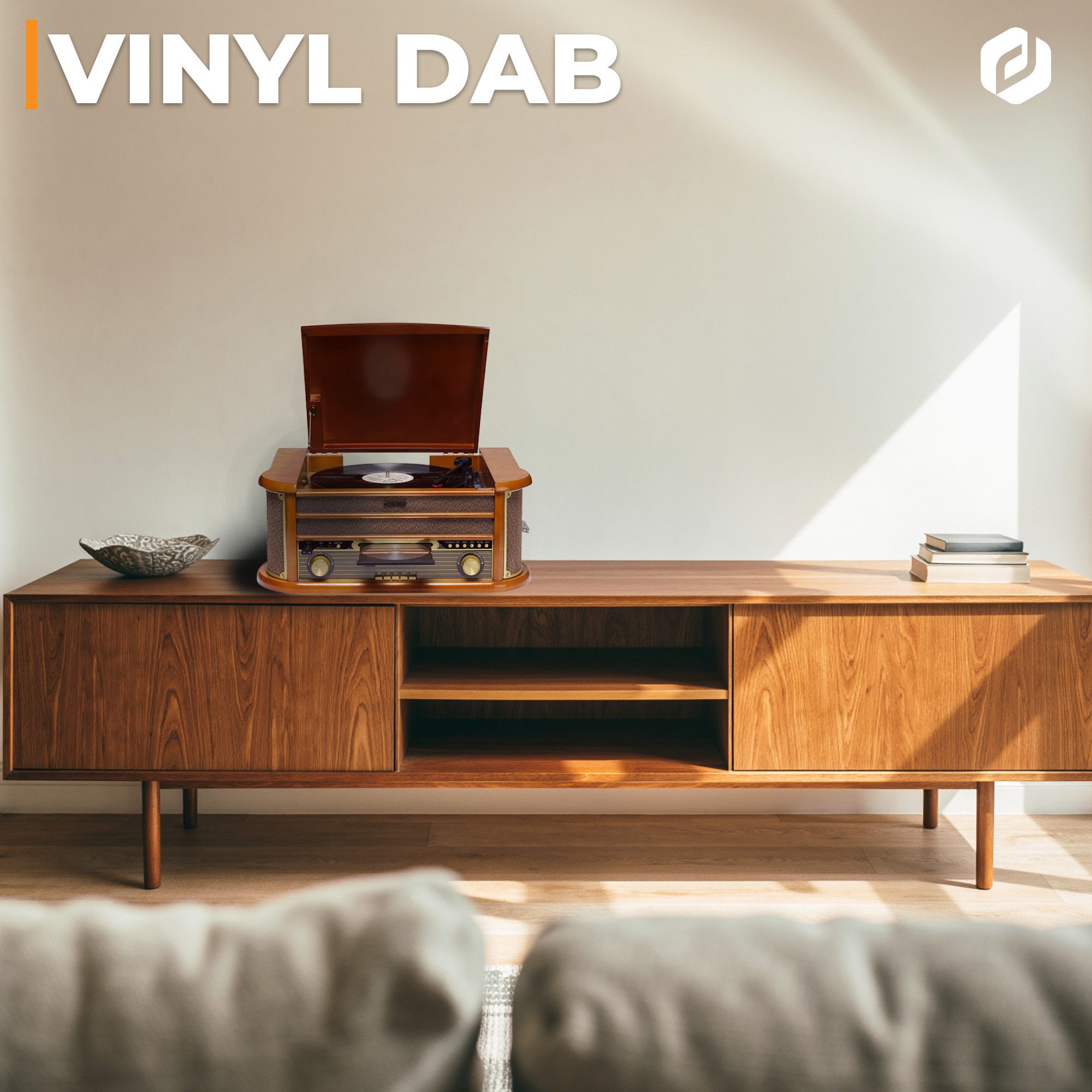 Denver MRD-51 Plattenspieler (Riemenantrieb, DAB+/FM Radio, Vinyl, Kassette, CD, USB-Aufnahmefunktion)