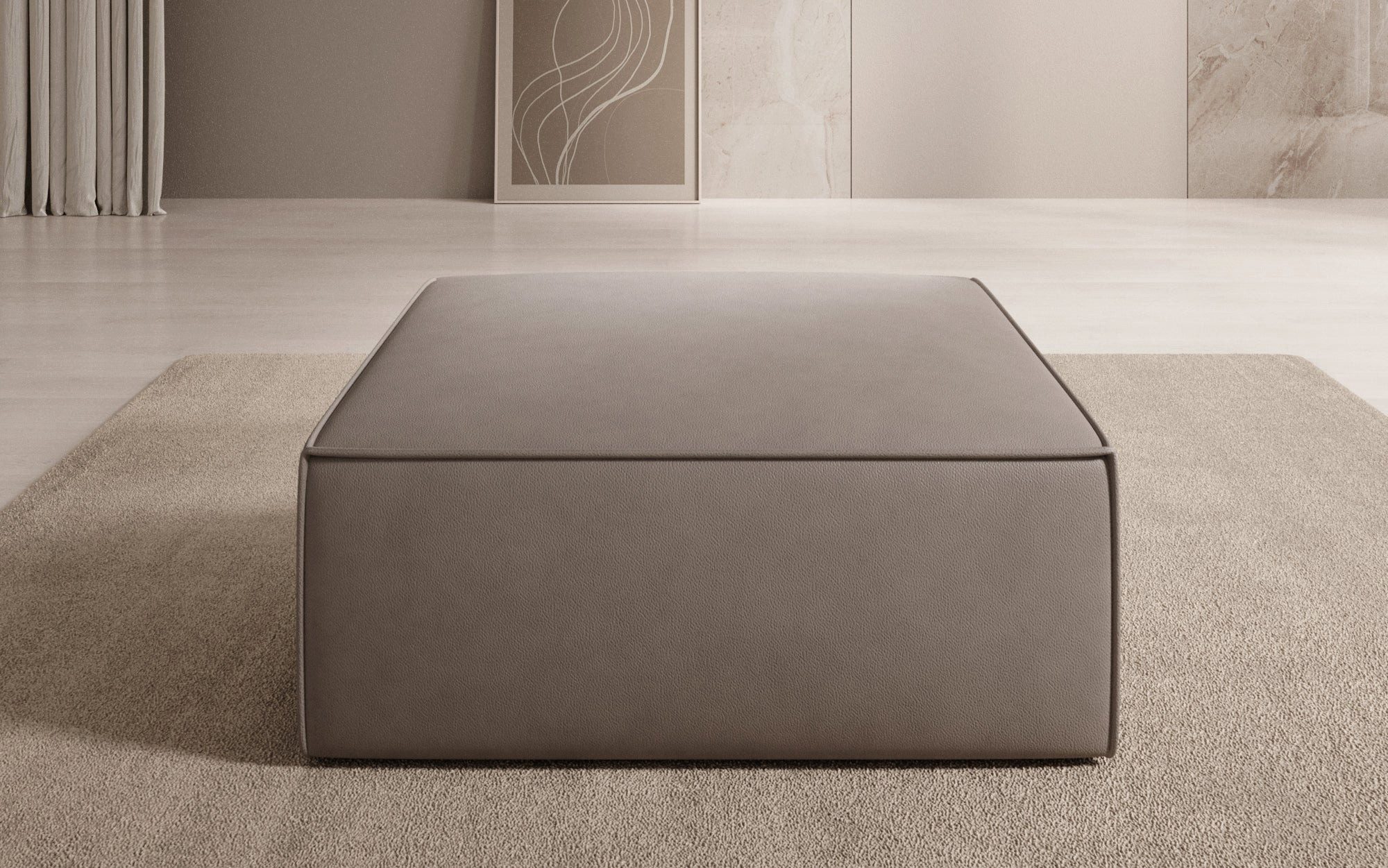 Luxusbetten24 Sitzhocker Beistellhocker Lesley, mit Bezug aus Echtleder