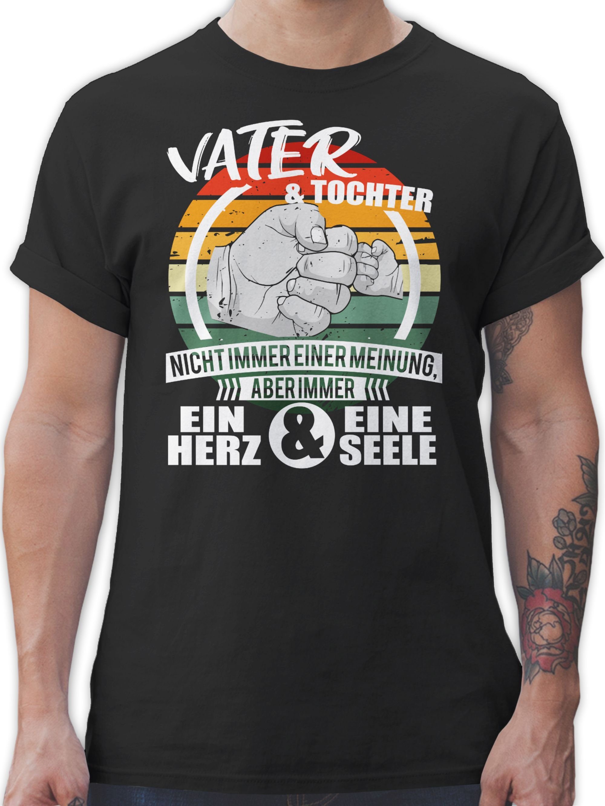 Shirtracer T-Shirt Vater und Tochter eine Seele Vatertag Geschenk für Papa 03 Schwarz | T-Shirts