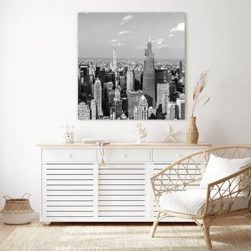 Primedeco Glasbild Wandbild Quadratisch NYC Skyline, Schwarz-Weiß mit Aufhängung, Städte & Länder