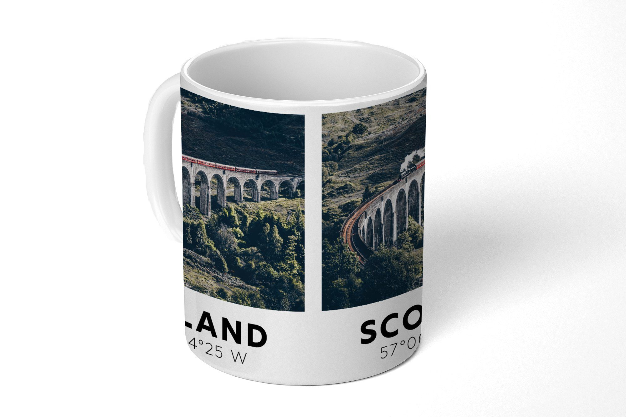 MuchoWow Tasse Schottland - Lokomotive - Brücke, Keramik, Kaffeetassen, Teetasse, Becher, Teetasse, Geschenk