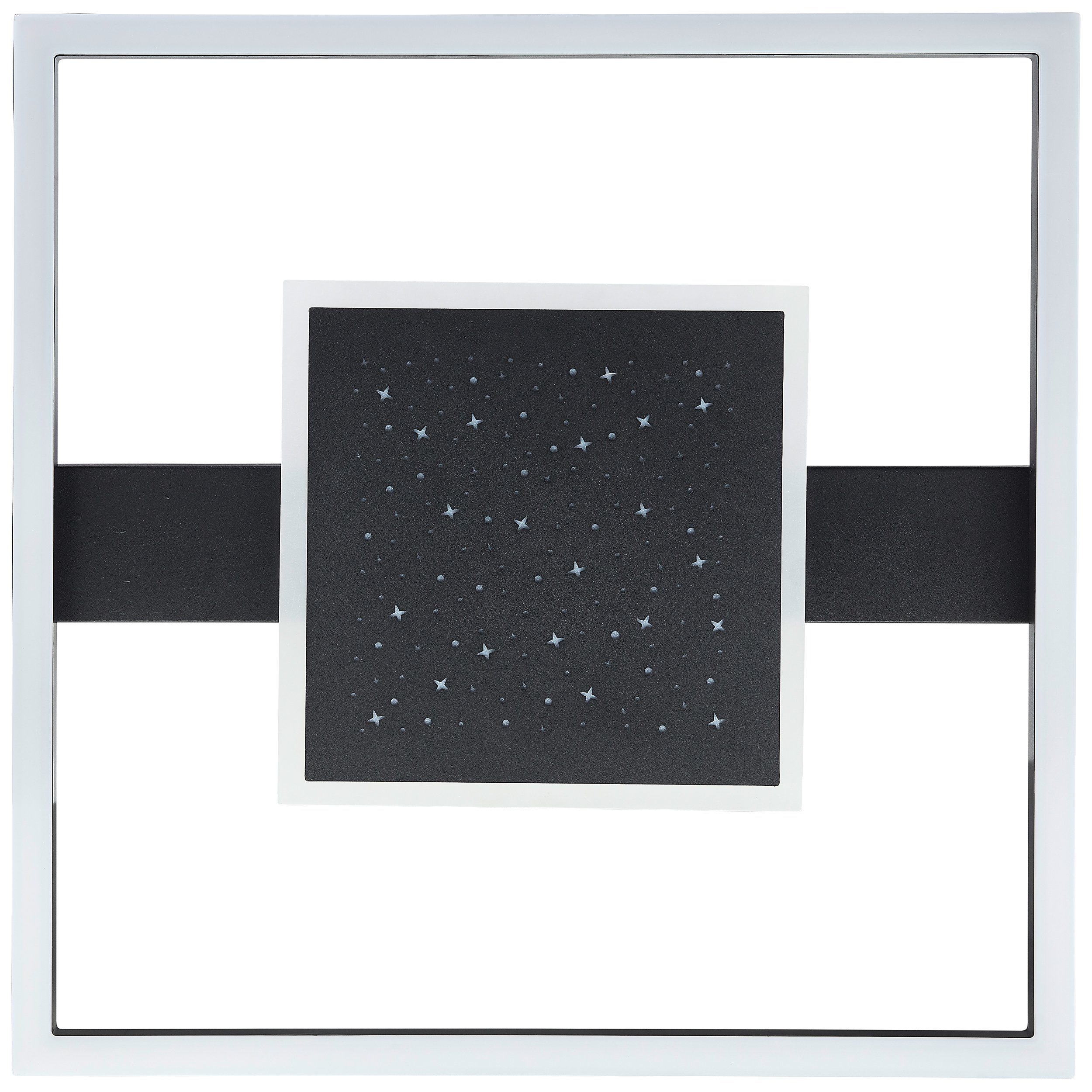 BreLight LED Deckenleuchte Reno, LED fest integriert, Warmweiß, 37 x 37 cm, 3500 lm, 3000 K, Sternenglanz, schwarz