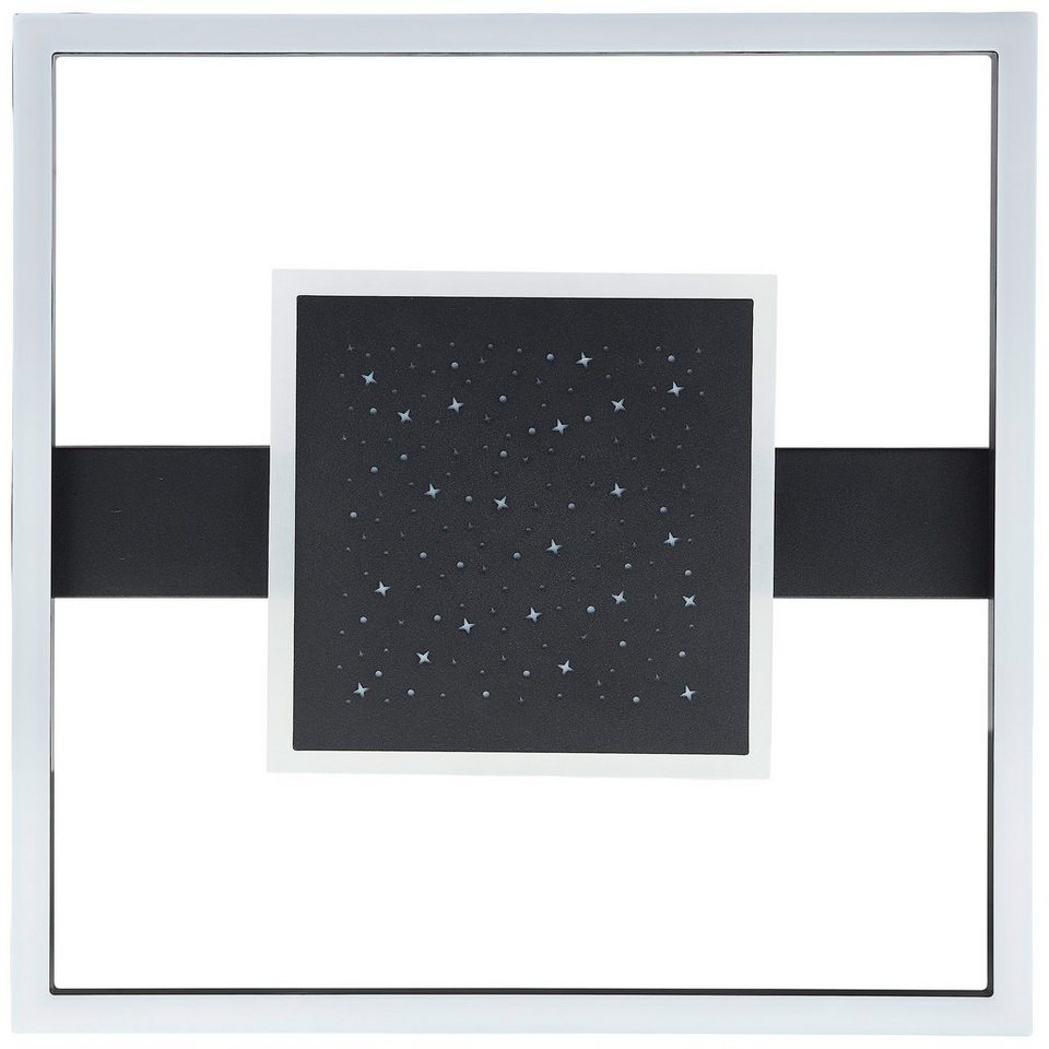 BreLight LED Deckenleuchte Reno, LED fest integriert, Warmweiß, 37 x 37 cm,  3500 lm, 3000 K, Sternenglanz, schwarz