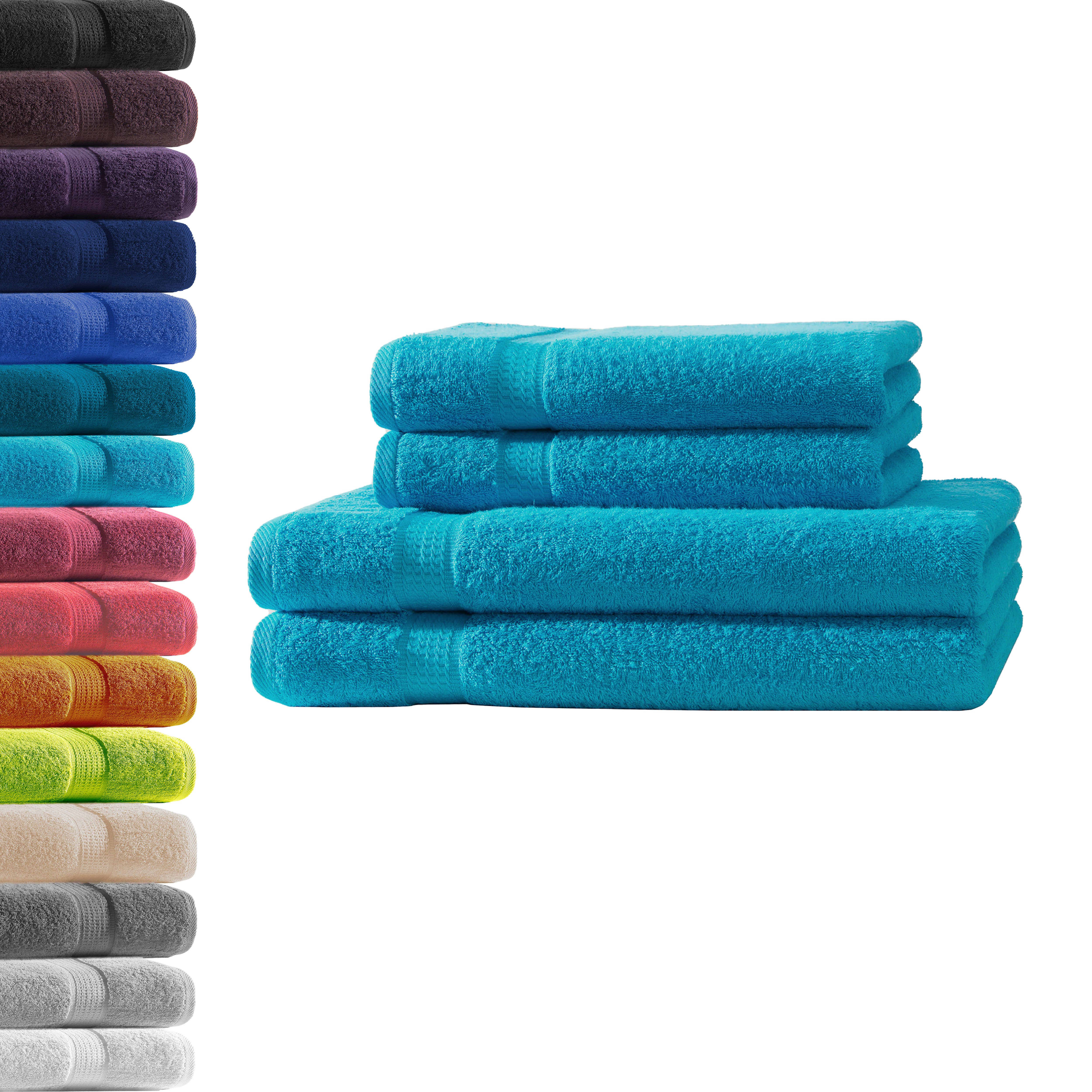 Hometex Premium Textiles Handtuch in Premium Qualität 500 g/m², Feinster Frottier-Stoff 100% Baumwolle, 2x Duschtuch + 2 Handtuch, weich, saugfähig, extra schwer & flauschig
