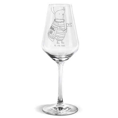 Mr. & Mrs. Panda Weißweinglas Nachtfalter mit Fähnchen - Transparent - Geschenk, Weißwein Glas, Wei, Premium Glas, Einzigartig graviert