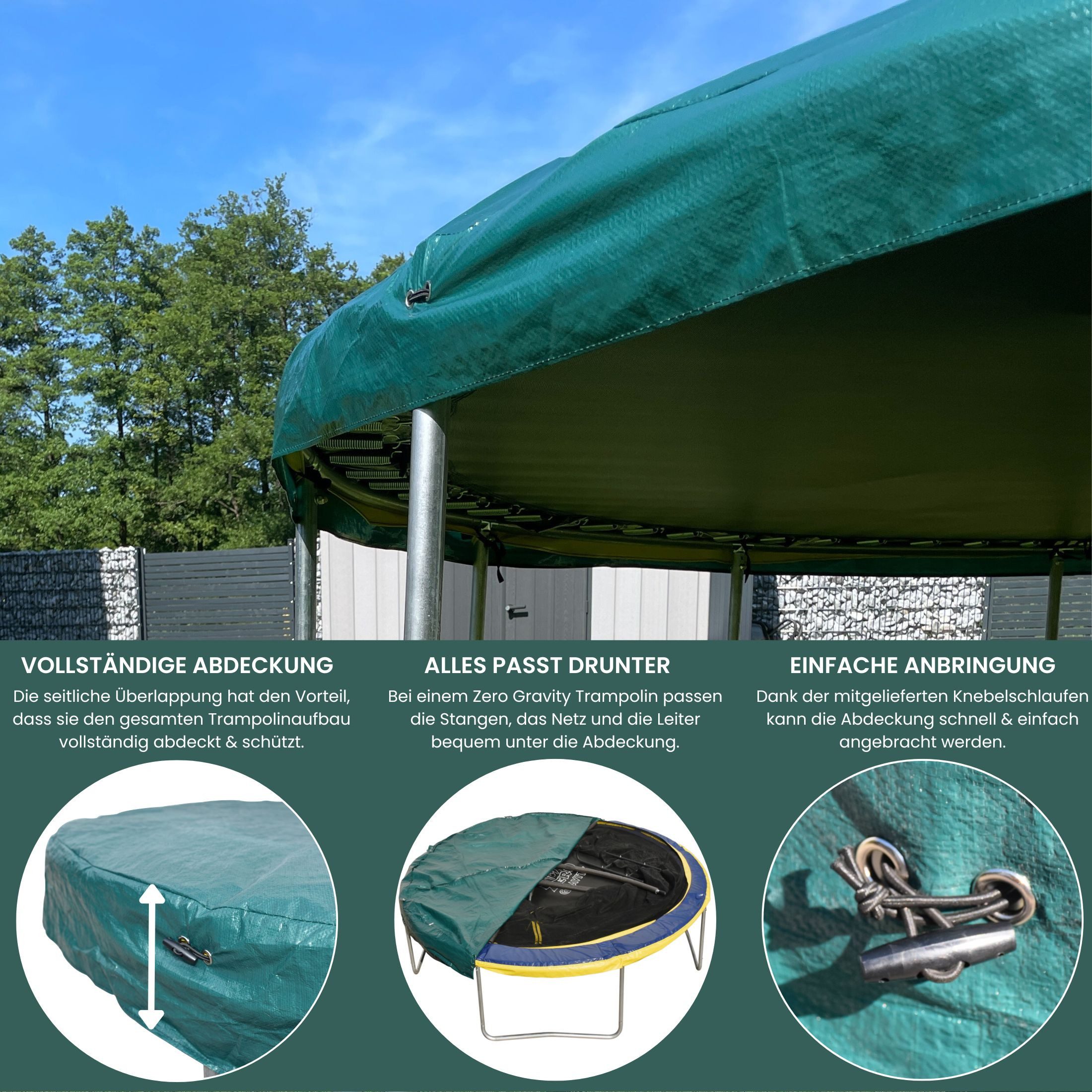 Zero Gravity Gartentrampolin Abdeckung Winter, Ø183,244,305,366,427cm, Reißfest, Wasserdicht, Ø 244 cm, Zuverlässiger Schutz vor Schnee, Regen, Sonne, Laub