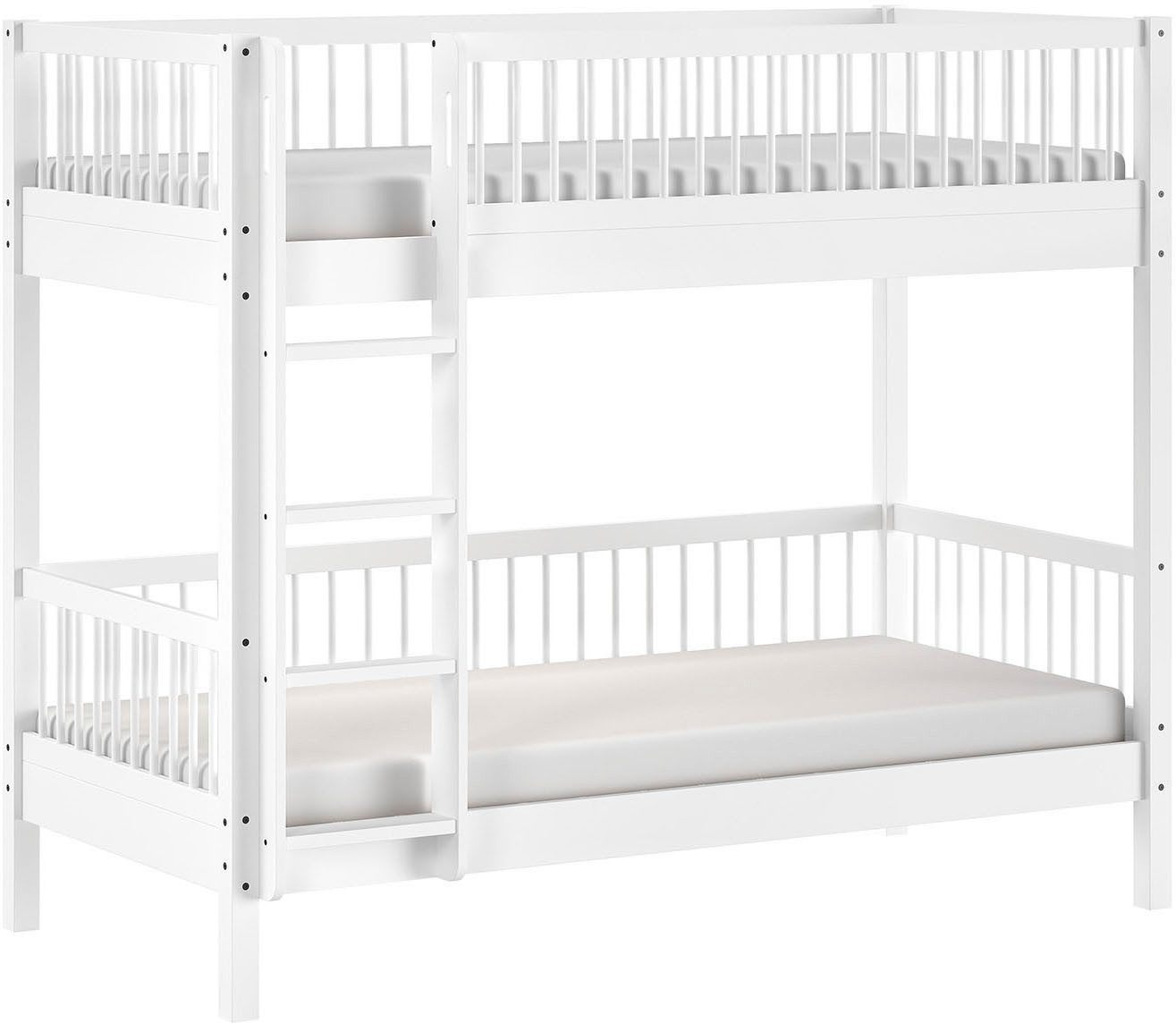 Vipack Etagenbett Buche massiv weiß, Made in Europe, langlebige Qualität (B/H/T ca. 208x176x98cm, inkl. Leiter, Absturzschutz oben umlaufend), 2 Lattenroste, wa – Bild 2 von 5