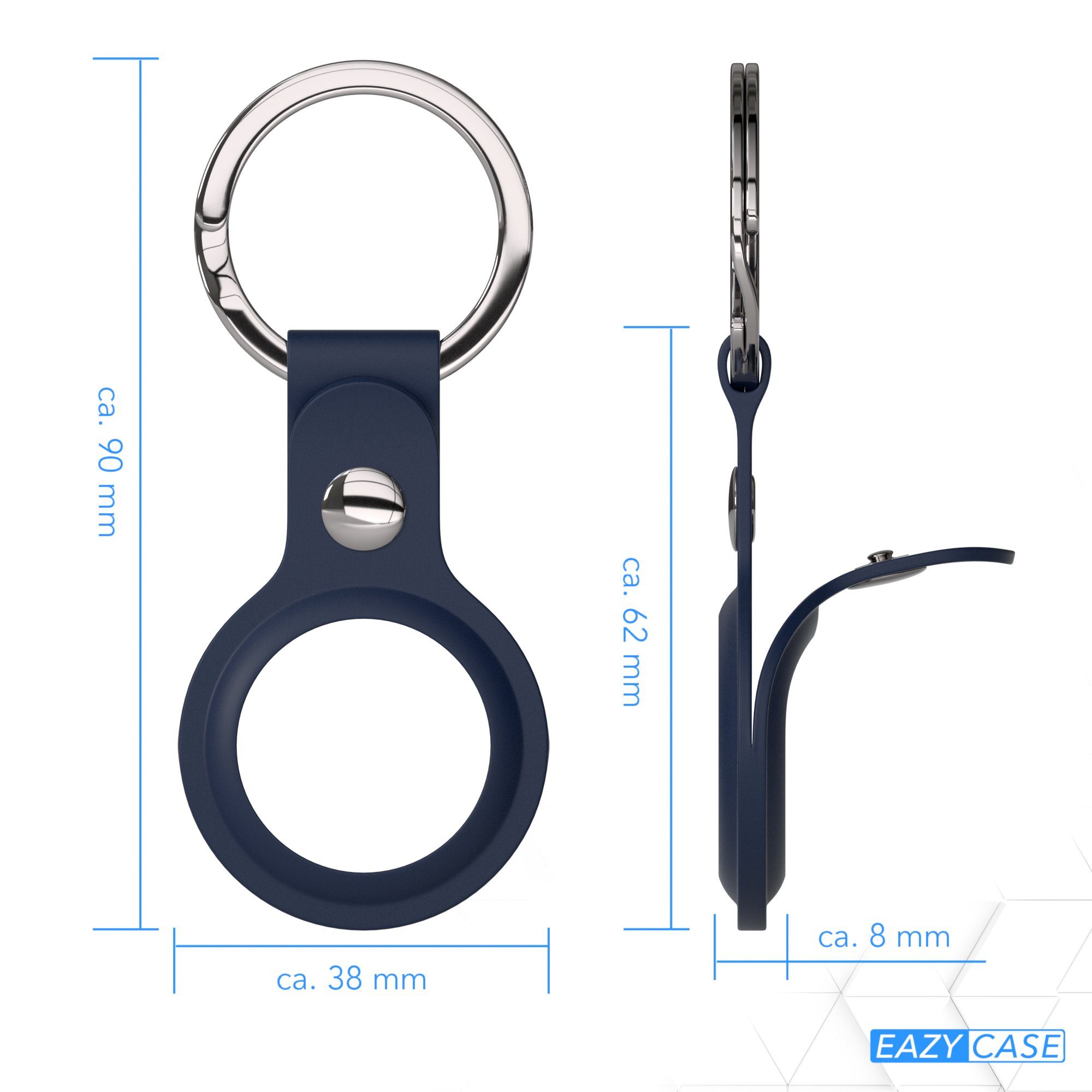 EAZY CASE mit Tasche Apple Kratzfeste Anhänger Nacht aus Schlüsselring Blau AirTag, Schlüsselanhänger kompatibel Silikon Hülle Airtags