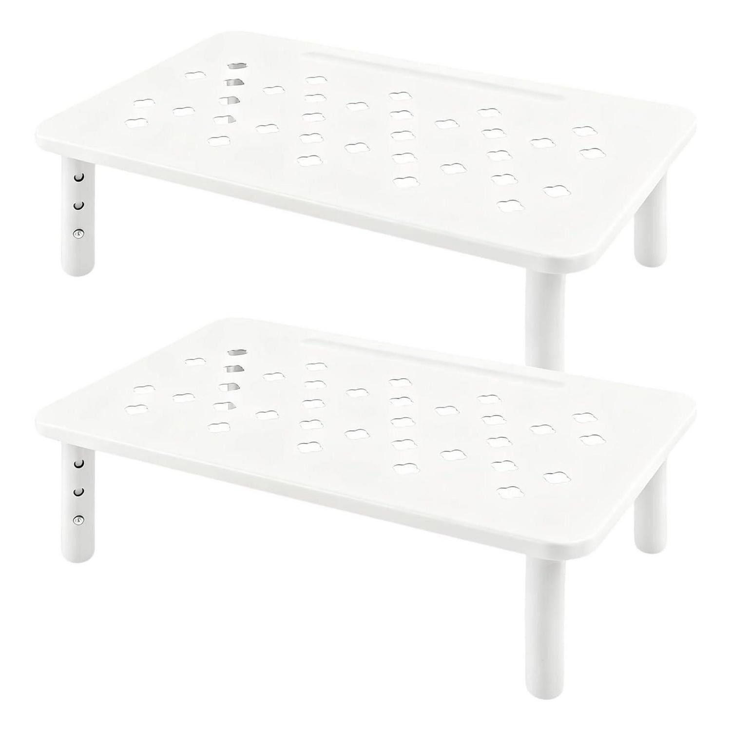 LuxusKollektion Monitorständer Monitorerhöhung Weiß Höhenverstellbar 3-stufig, (2-tlg)