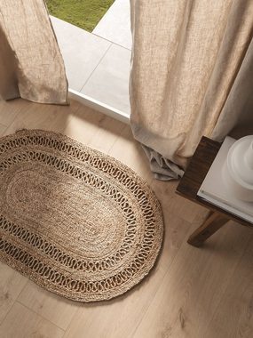 Fußmatte Kamala, benuta, oval, Höhe: 6 mm, Kunstfaser, Berber, Ethno-Style, Wohnzimmer