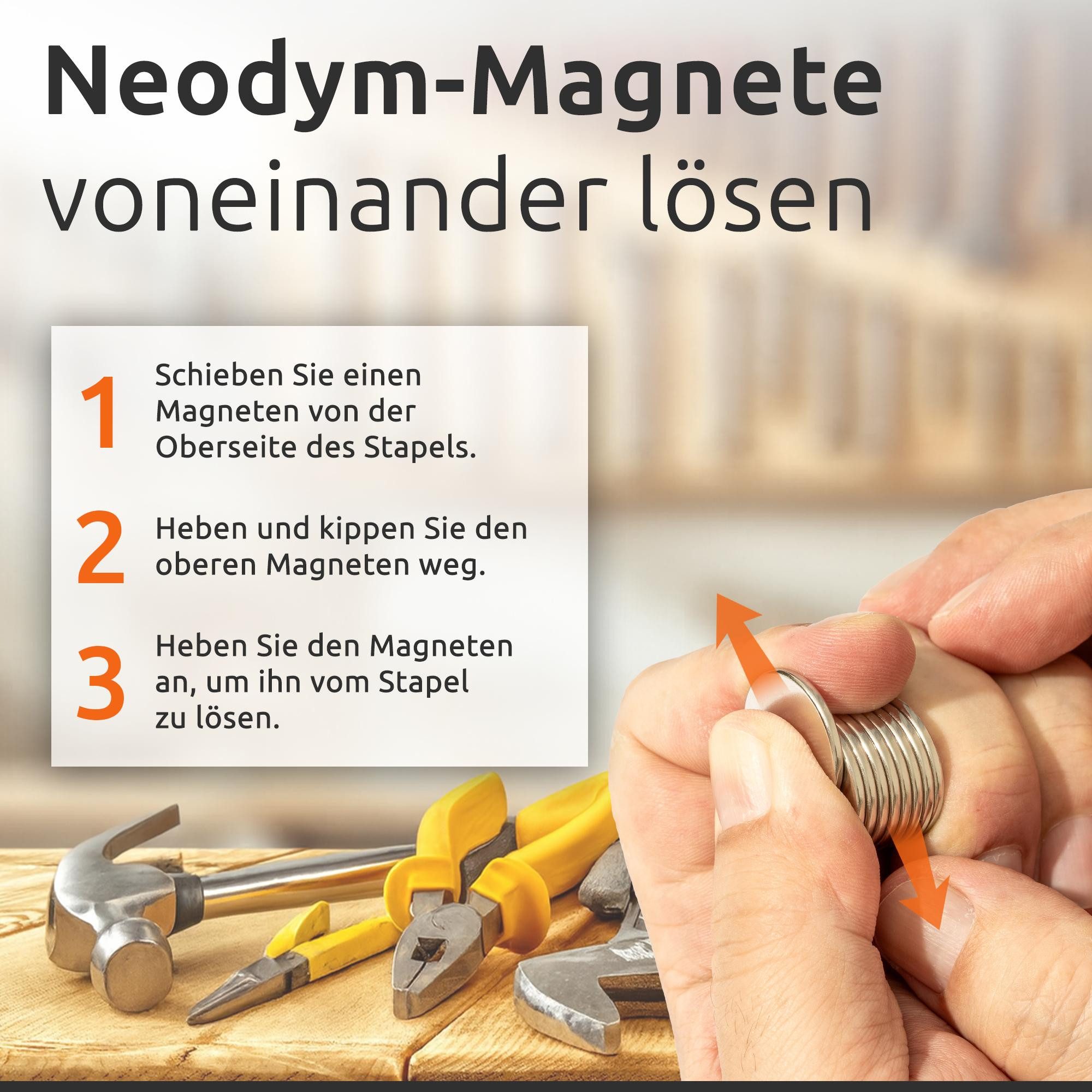 ECENCE Magnet 10x Neodym Magnete rund 22x2mm - - Extrem Stark (10-St) – Bild 5 von 5