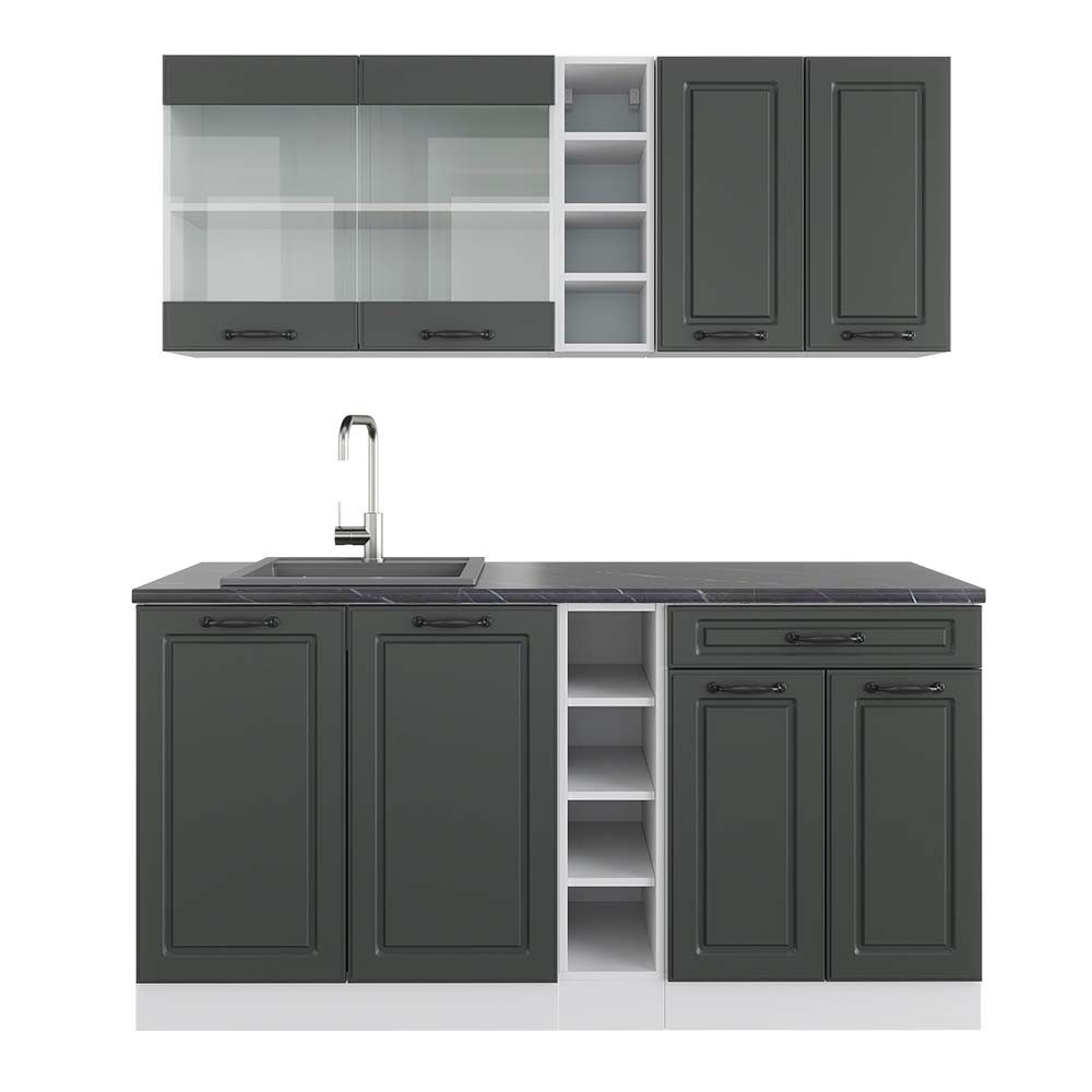 Vicco Küchenzeile R-Line, Anthrazit Landhaus/Weiß, 160 günstig online kaufen
