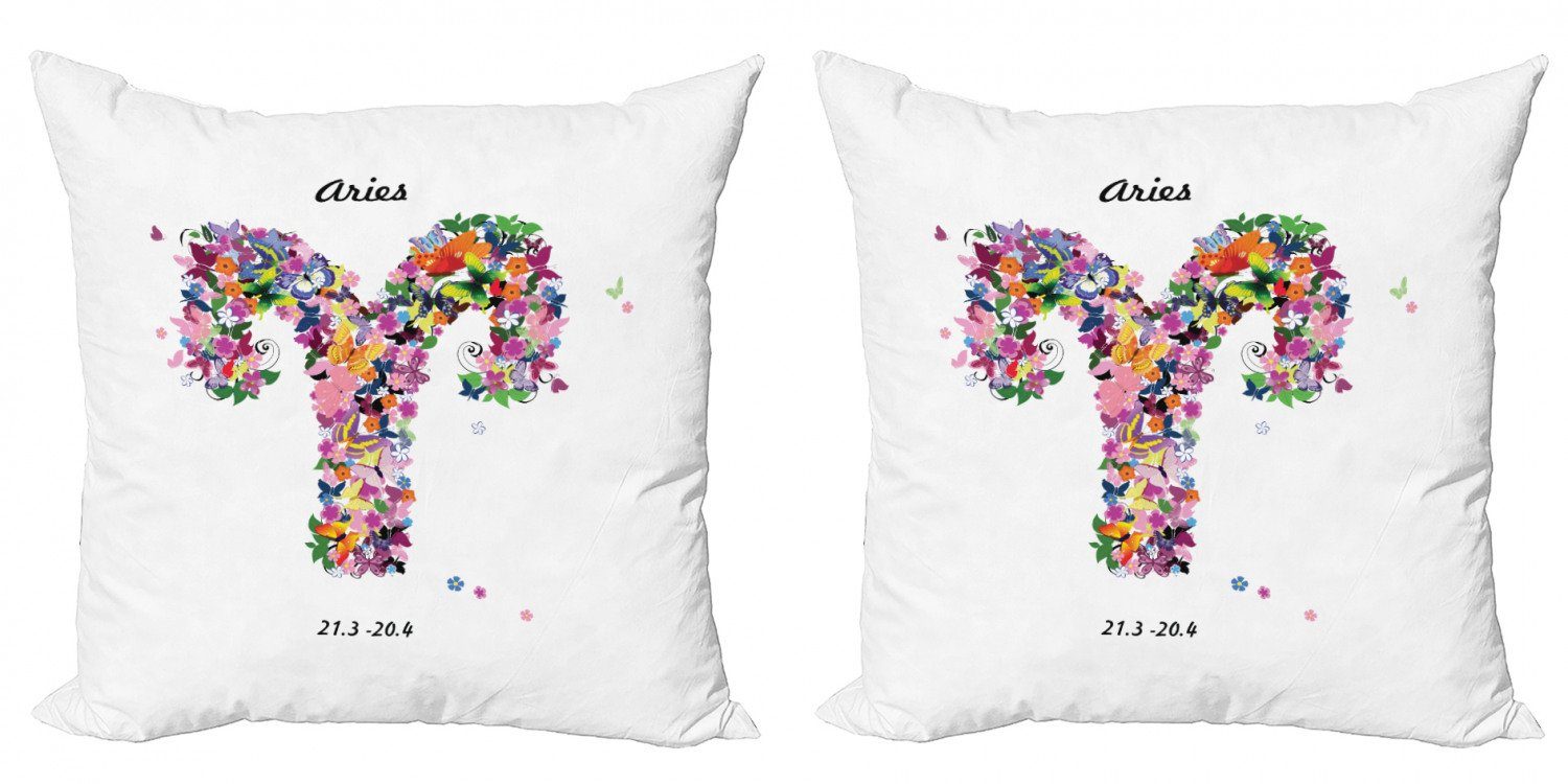 Kissenbezüge Modern Accent Doppelseitiger Digitaldruck, Abakuhaus (2 Stück), Sternzeichen Widder Lively Schmetterling Flora