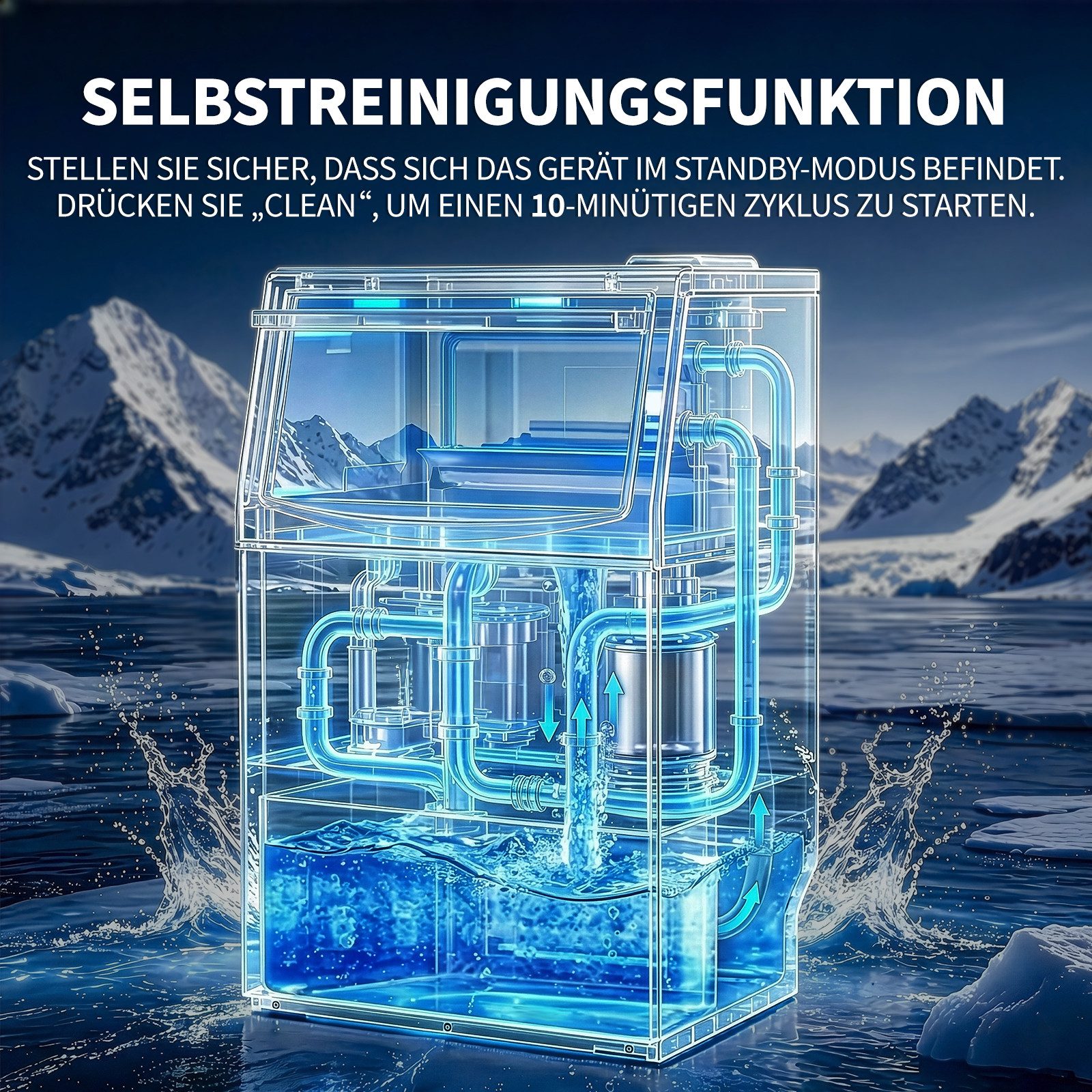 LALAHO Eismaschine Gewerbliche Eiswürfelmaschine, 50 kg/24 Std – Bild 4 von 5