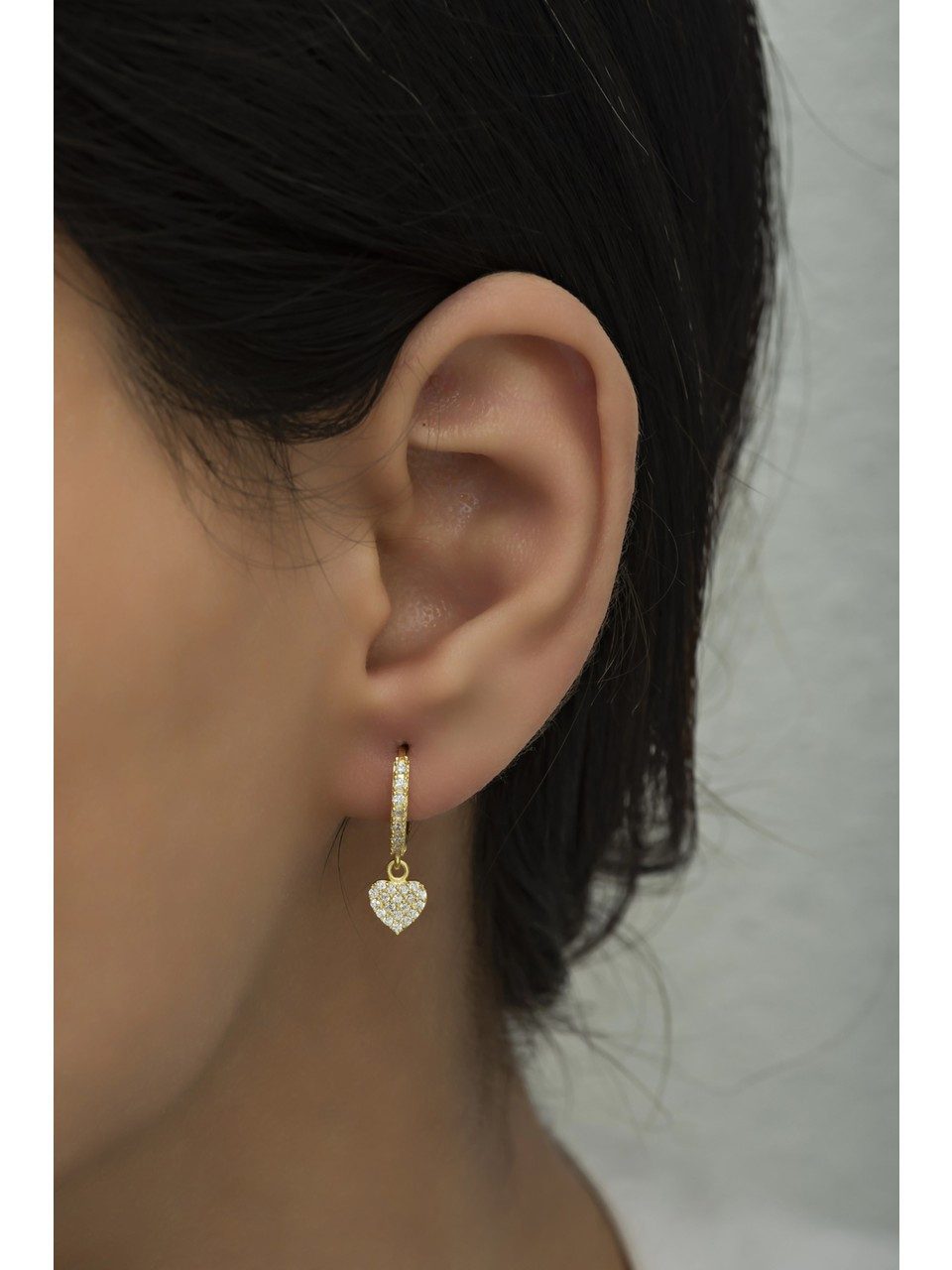 Nisan Ohrring-Set, Silber Ohrringe, Herz Anhänger, Goldplattiert, Zirkonia, günstig online kaufen