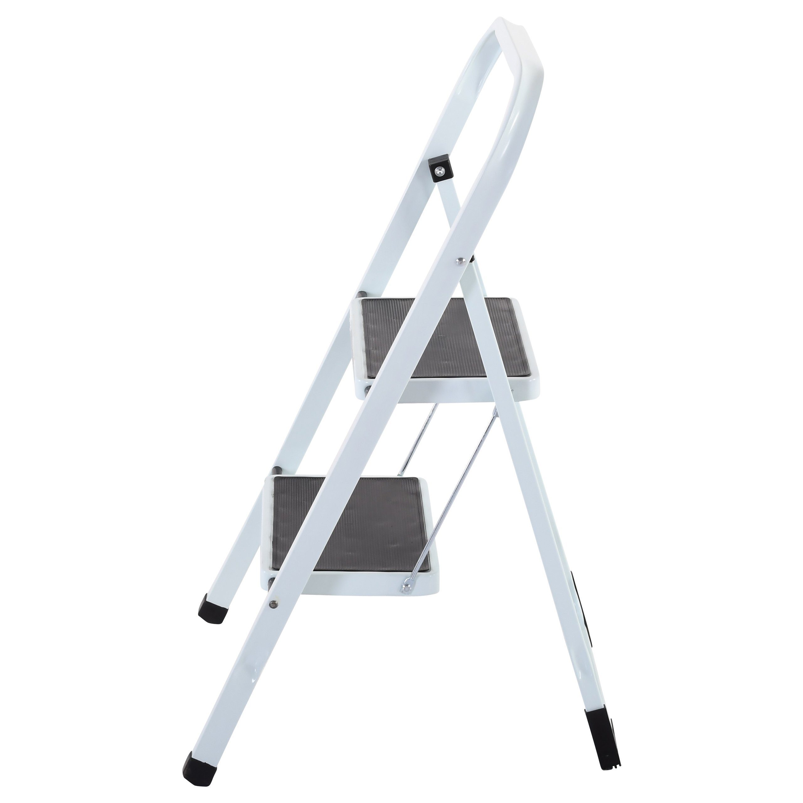 Oberfläche, 2 Klapptritt-Leiter, Stufen, mit Stahl, geprüft, TÜV/GS WEIß, Füße Raburg Lock-Klappsperre, rutschhemmende Solid-Grip STEP, Klapptritt oder 3