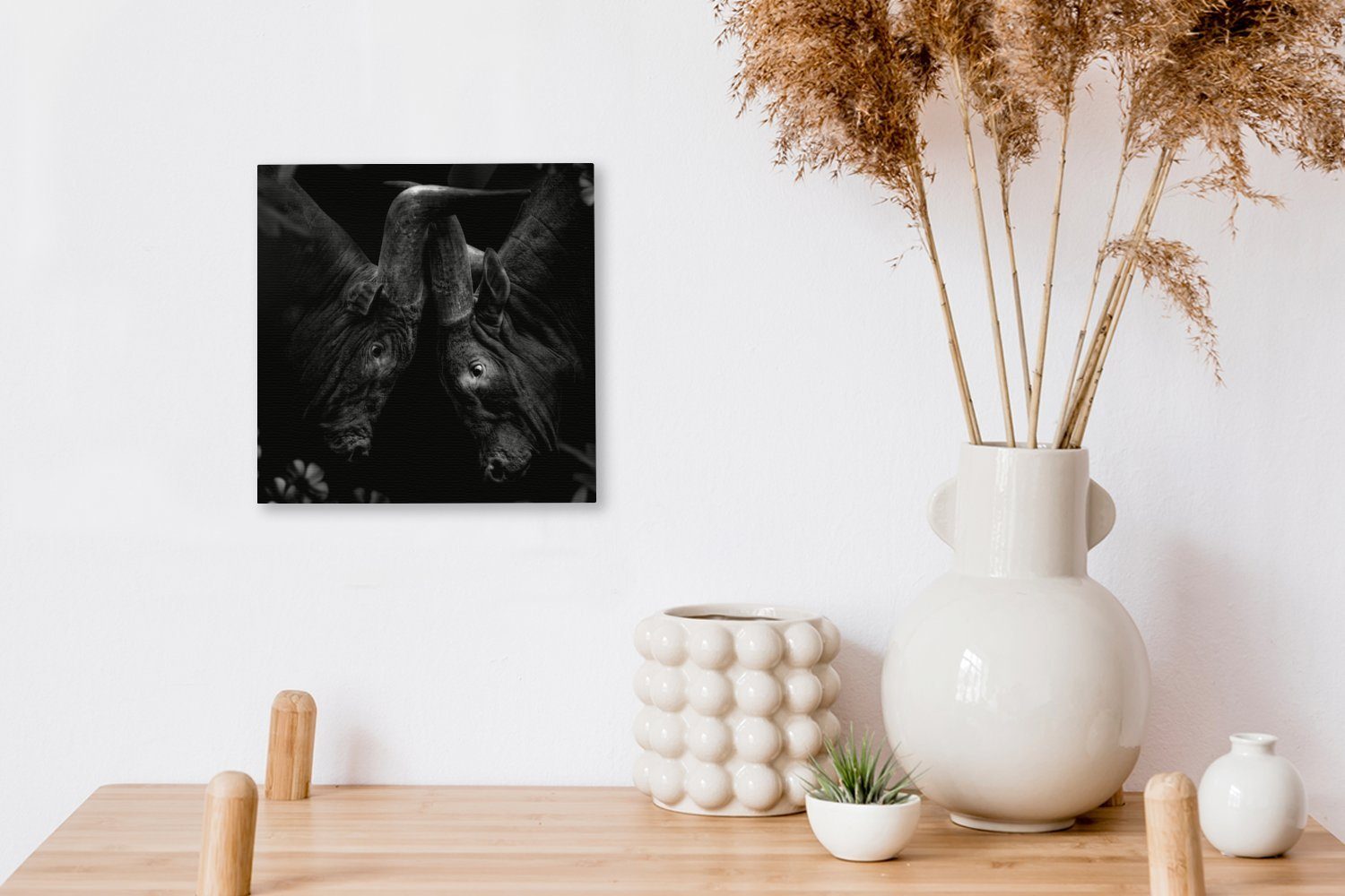 OneMillionCanvasses® Leinwandbild Tiere Wohnzimmer Schwarz Bilder (1 Dschungel Kühe für - Weiß, Schlafzimmer - St), - Leinwand 