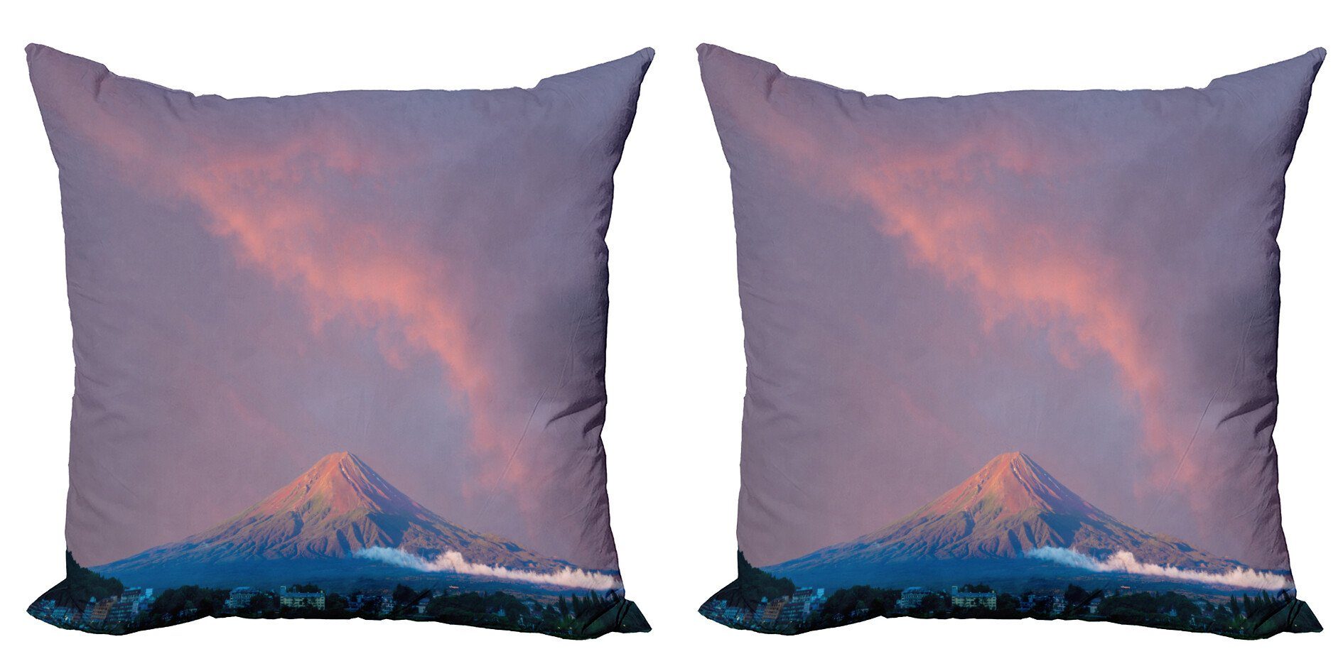 Kissenbezüge Modern Accent Doppelseitiger Digitaldruck, Abakuhaus (2 Stück), Fuji Sonnenaufgang Beams Volcanic