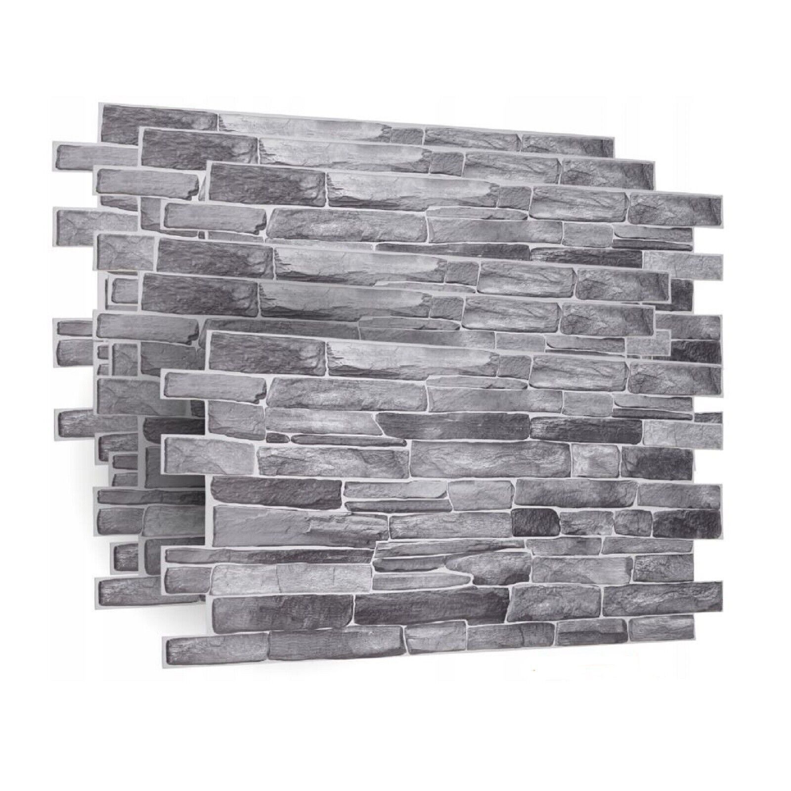 QLS 3D-Tapete Stein, Steinoptik, Wandpaneele 96x48 cm Grau Wasserdicht 96x48 cm