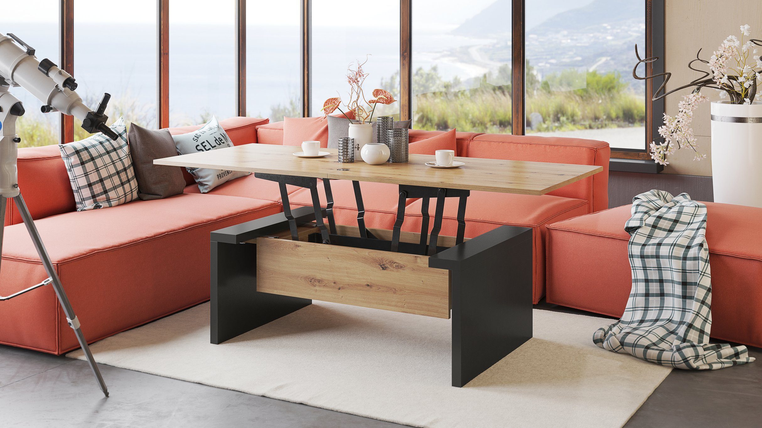 designimpex Couchtisch Space Eiche Artisan - günstig online kaufen
