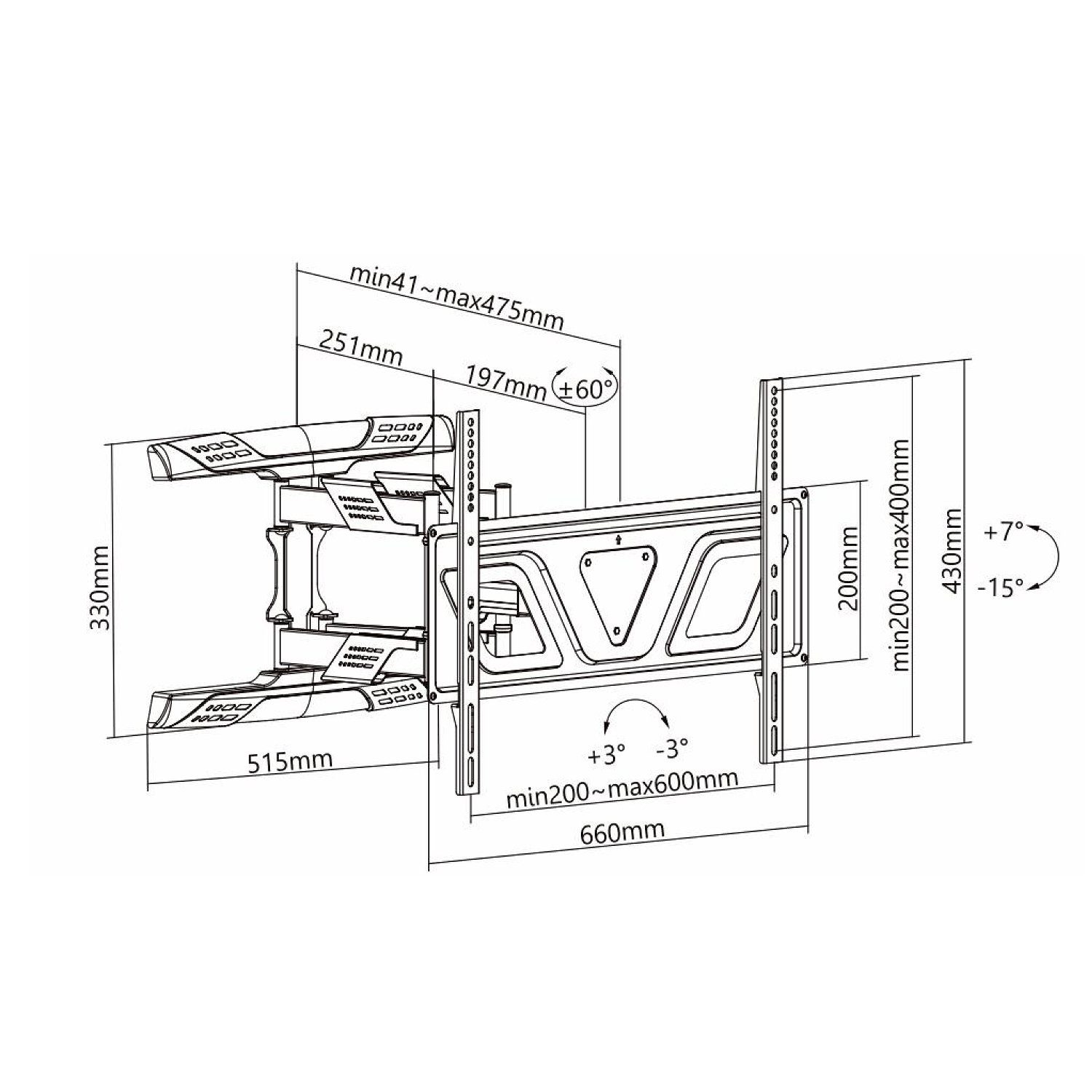 Maclean TV-Wandhalterung, 37"-80" 45kg) MC-832 (Universal Wandhalterung bis