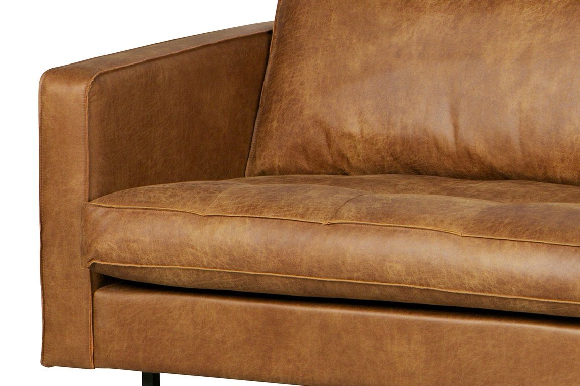2,5-Sitzer freistellbar, Leder Sofa Sitzkissen Sofa Cognac, "Classic" Rodeo - gesteppte BePureHome