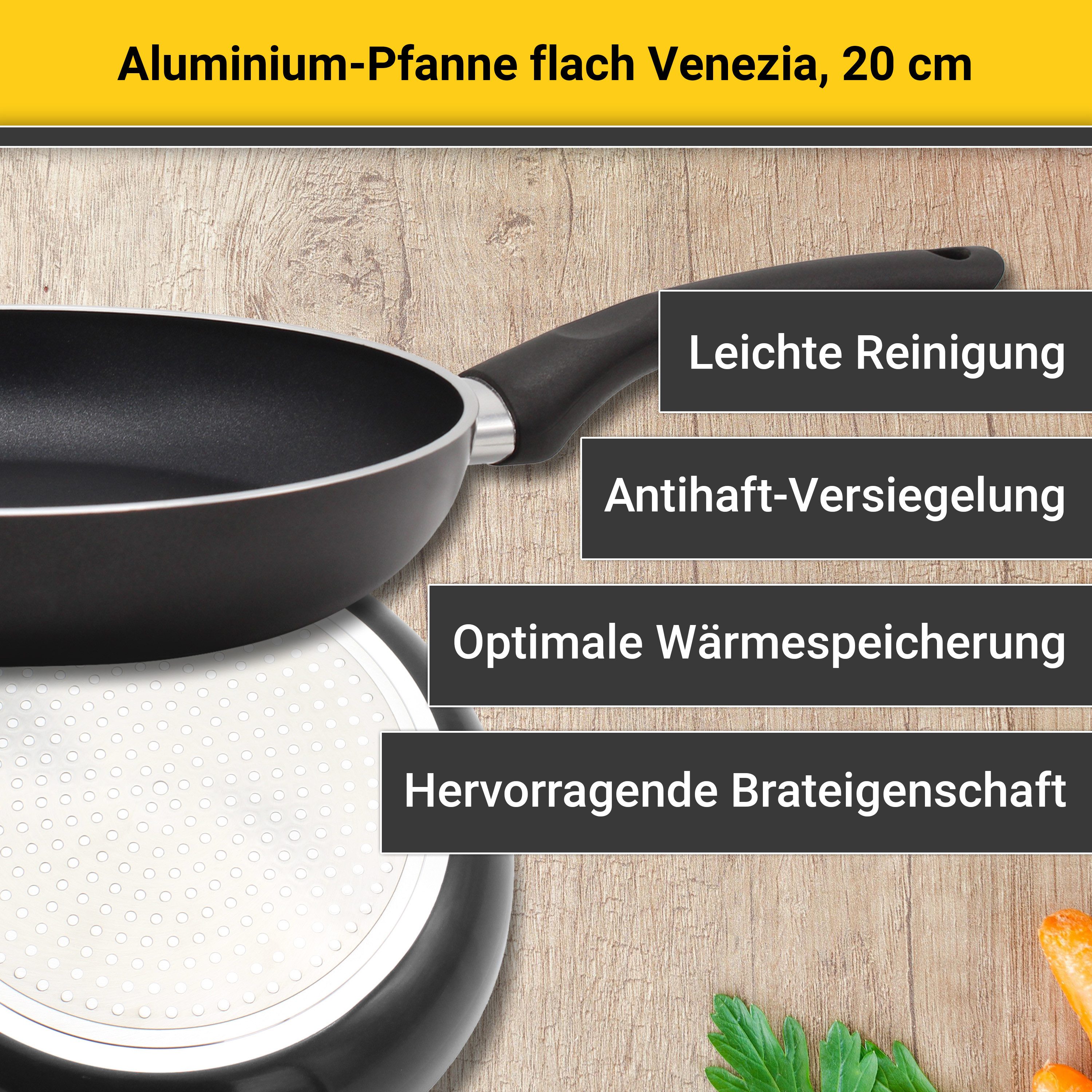 Krüger Bratpfanne Aluminium Pfanne flach Venezia, Aluminium (1-tlg), für Induktions-Kochfelder geeignet