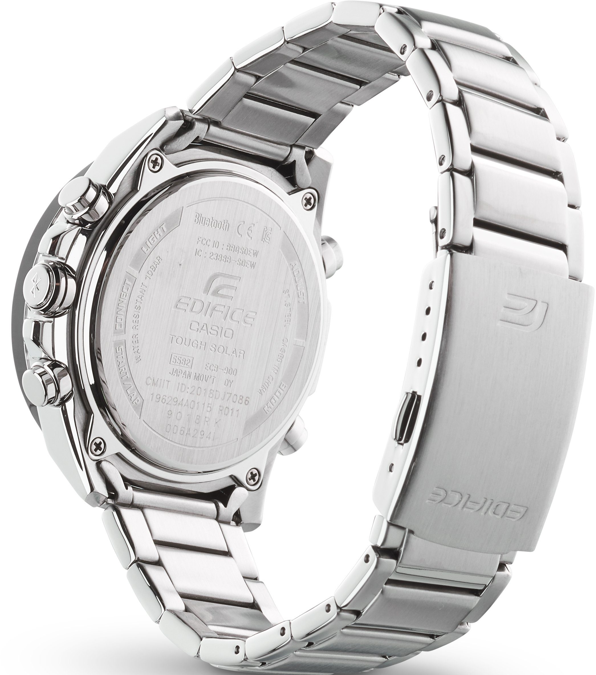 CASIO EDIFICE ECB-900DB Smartwatch, Solaruhr, Armbanduhr, Herrenuhr, Android, iOS, Edelstahlarmband
