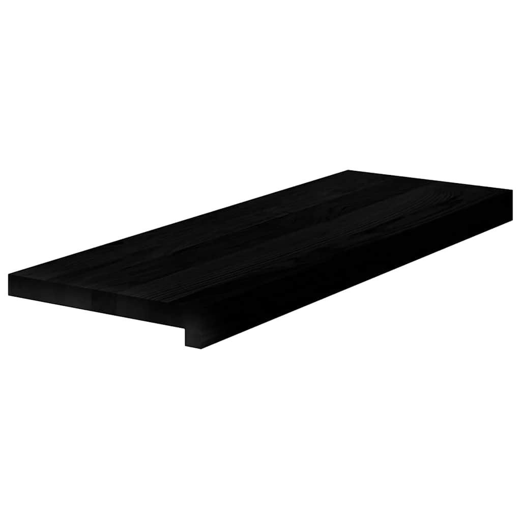 vidaXL Stufenmatte Treppenstufen 2 Stk. Braun-Schwarz 70x25x2 cm Massivholz Eiche, Rechteckig, Höhe: 2 mm