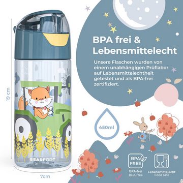 BEARFOOT Trinkflasche Trinkflasche Kinder, leichte Wasserflasche - Traktor Fuchs