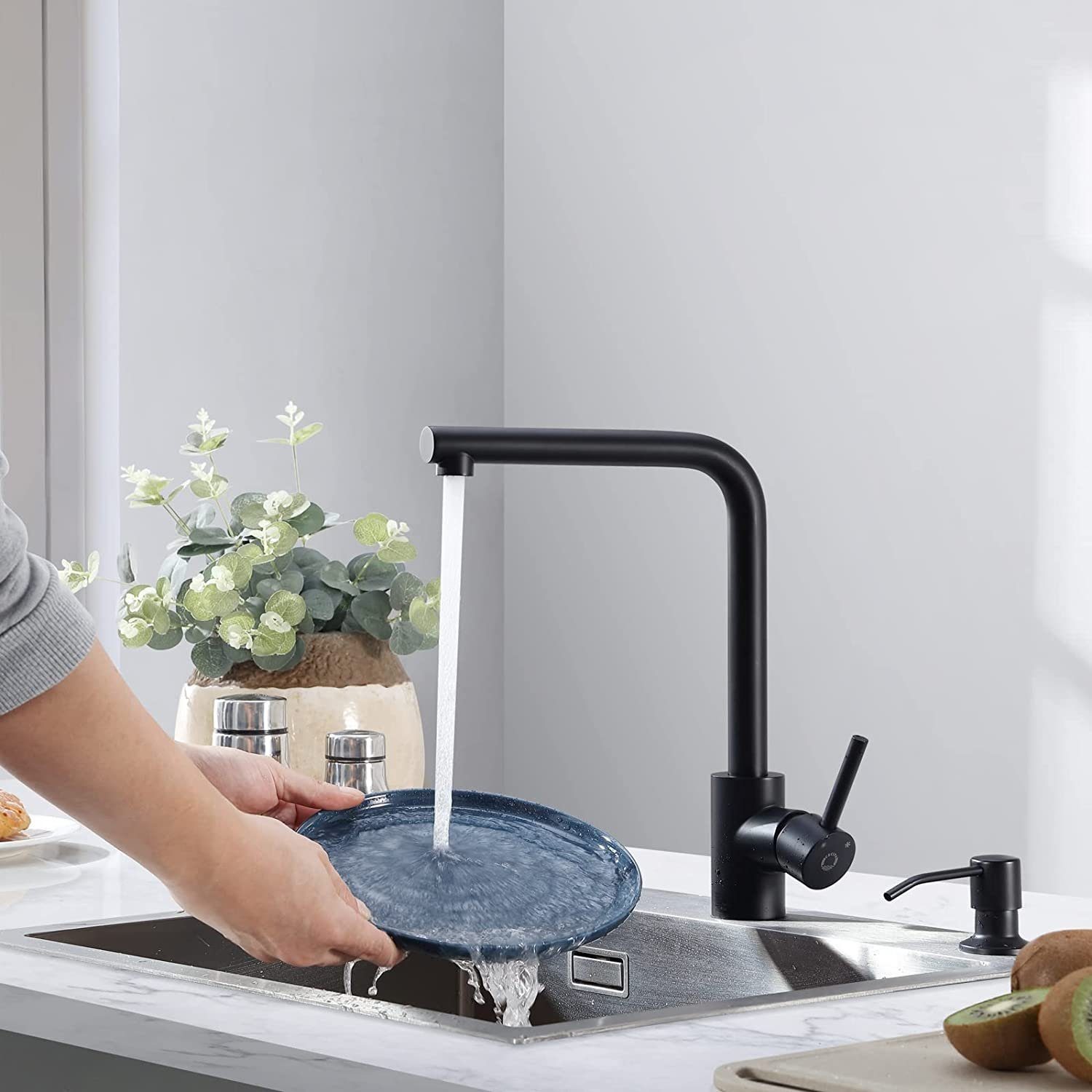 Armatur Edelstahl Wasserhahn Schwenkbar 360° Küchenarmatur CECIPA Schwarz Küchenarmatur