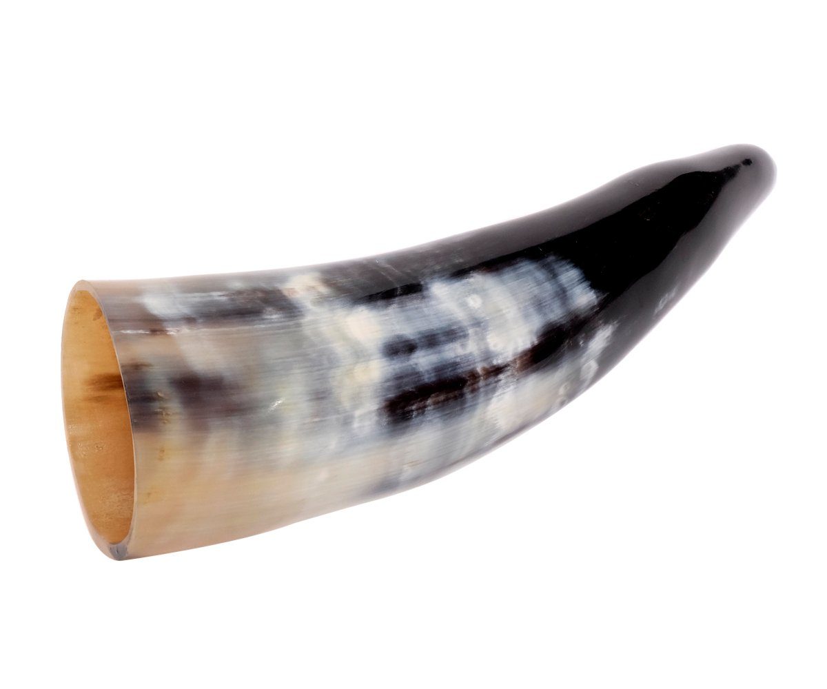 Brillibrum Bierkrug Trinkhorn Becher echtes Kuhhorn Horn Bierkrug Mittelalter
