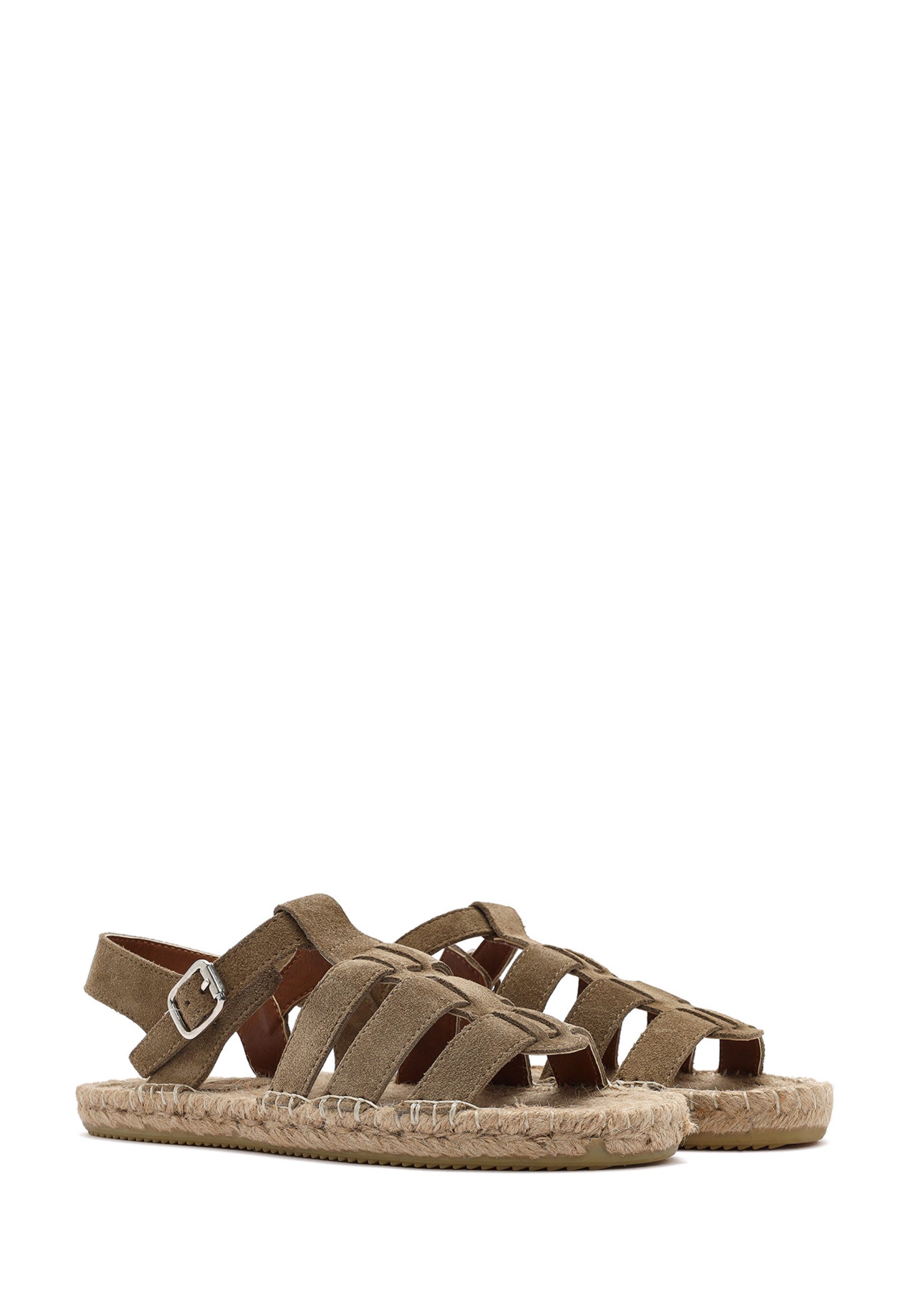 Derimod Wildleder Sandalen Espadrille Lederfutter, TPU Sohle, Absatz 2 cm
