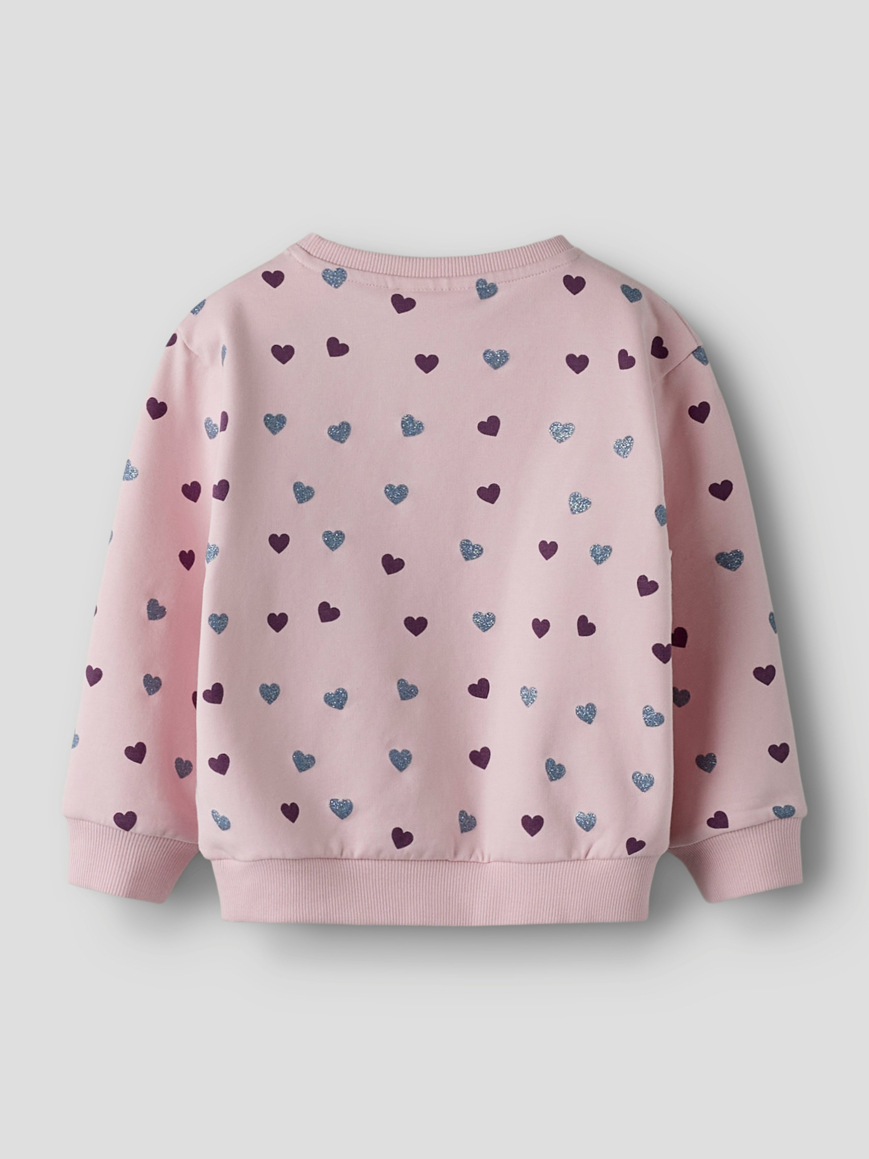 Name It Sweatshirt NMFSOLEA LS NREG SWE BRU Baumwollmischung, Glitzerdetails, Druck, Langarm