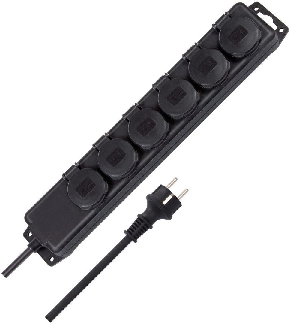 Brennenstuhl Steckdosenverteiler 6-fach Steckdosenleiste 6-fach (Klappendeckel, Tragegriff, Kabellänge 2 m)