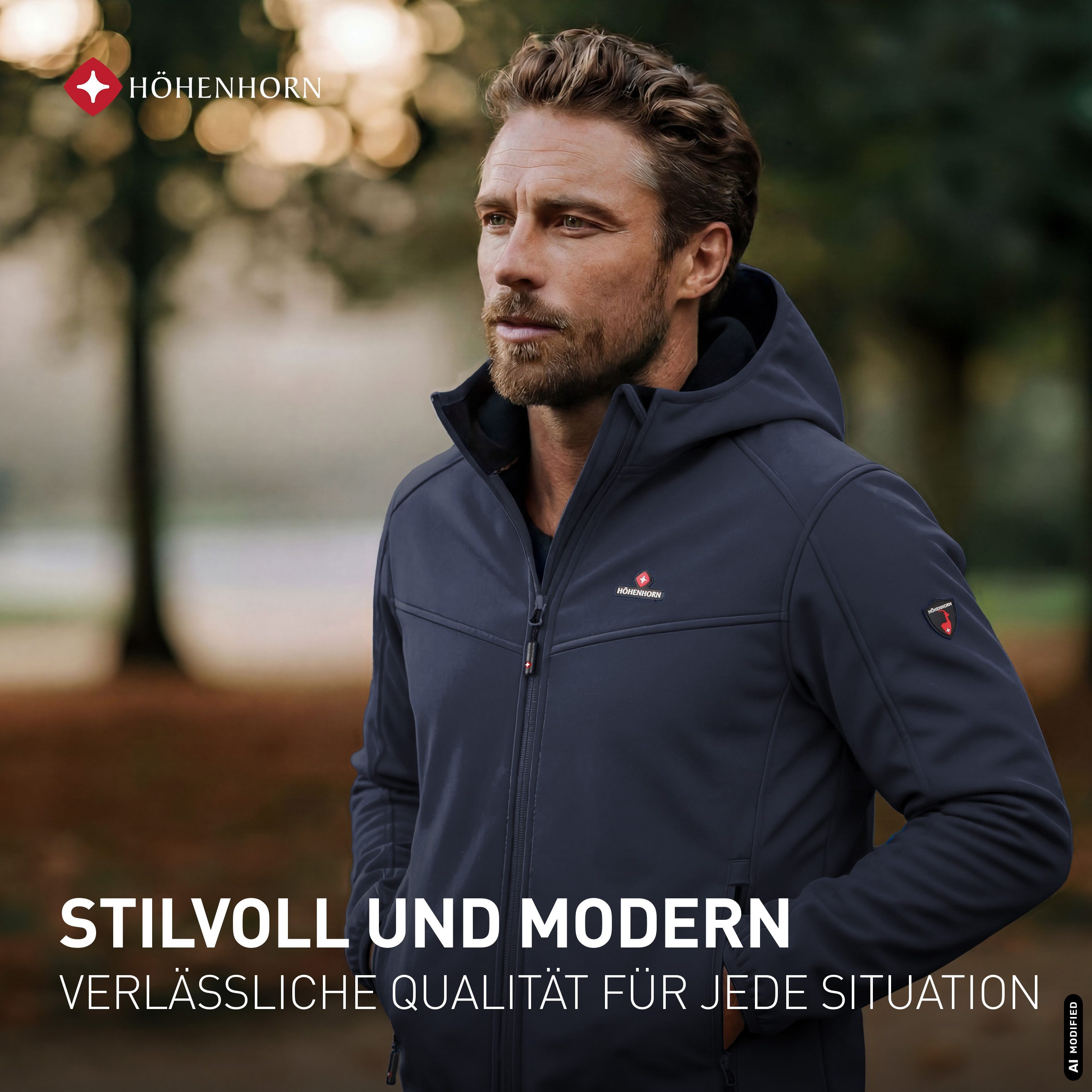 Höhenhorn Softshelljacke Alpberg Herren leichte Jacke für Männer Outdoor Übergangsjacke Microfleece-Innenfutter, Atmungsaktiv – Bild 4 von 5