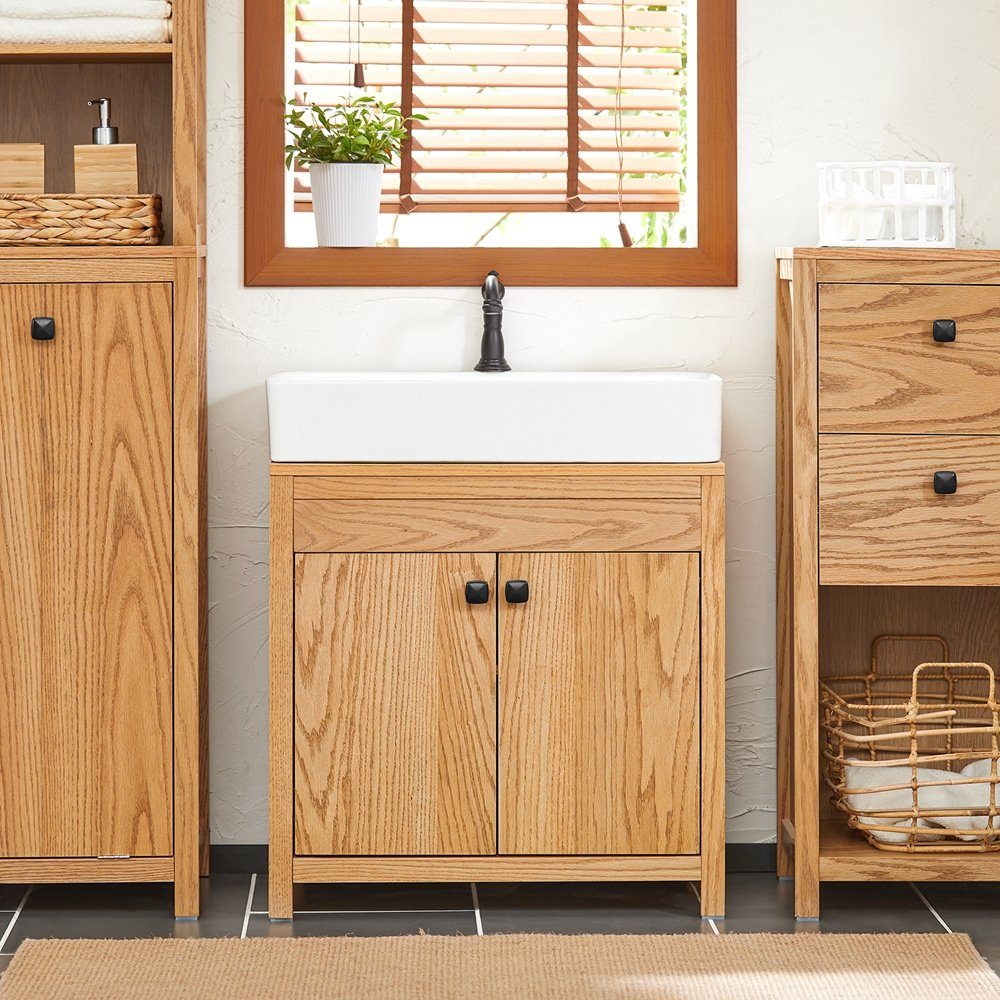 SoBuy Waschbeckenunterschrank mit 2 Türen MDF Natur 60 cm BZR98-N günstig online kaufen