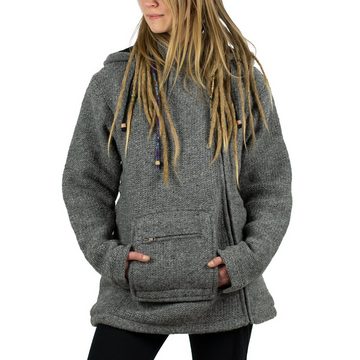 KUNST UND MAGIE Kapuzenstrickjacke Kunst & Magie Unisex Strick- Wolljacke abnehmbare Zipfelkapuze Abnehmbare Kapuze