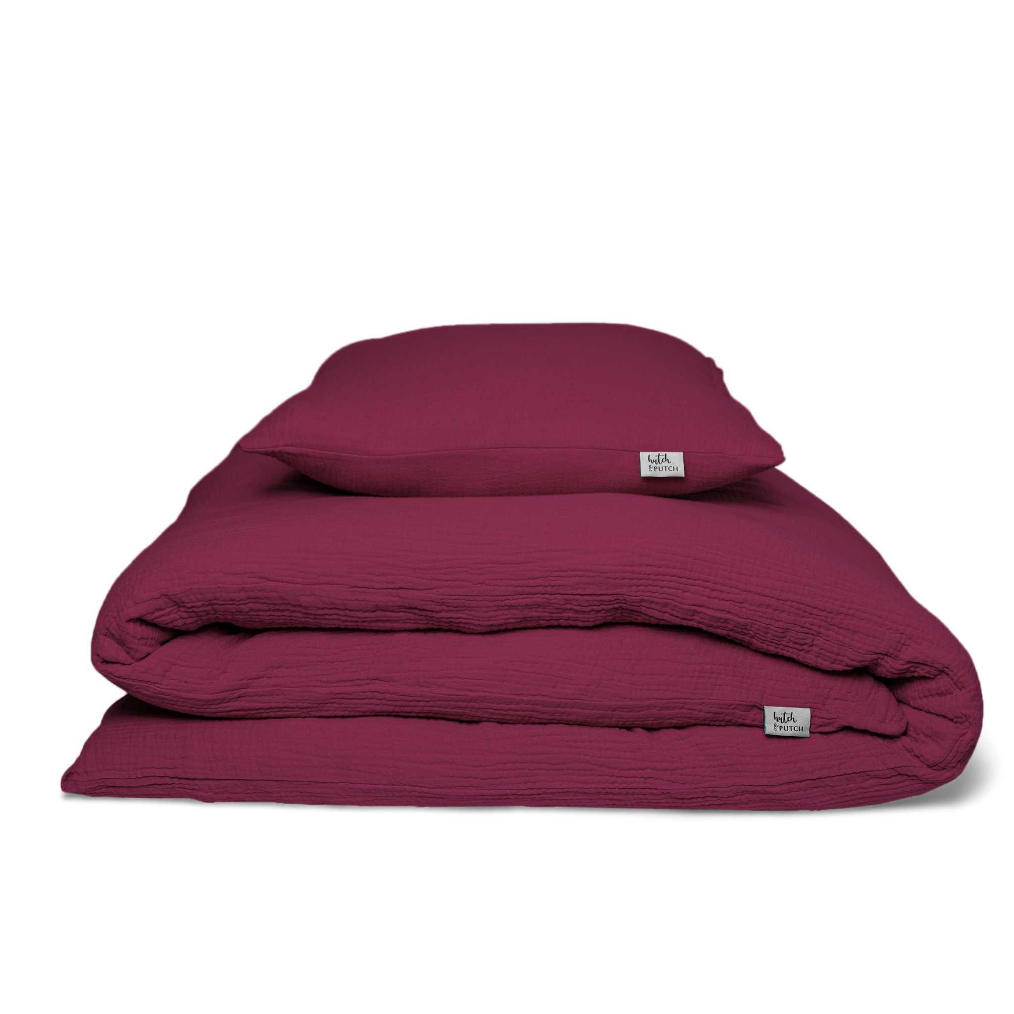 Bettwäsche Musselin-Bettwäsche "Eliane" • Red Violet, hutch&putch, Baumwolle, aus 100% Bio-Baumwolle, mit hochwertigem Reißverschluss
