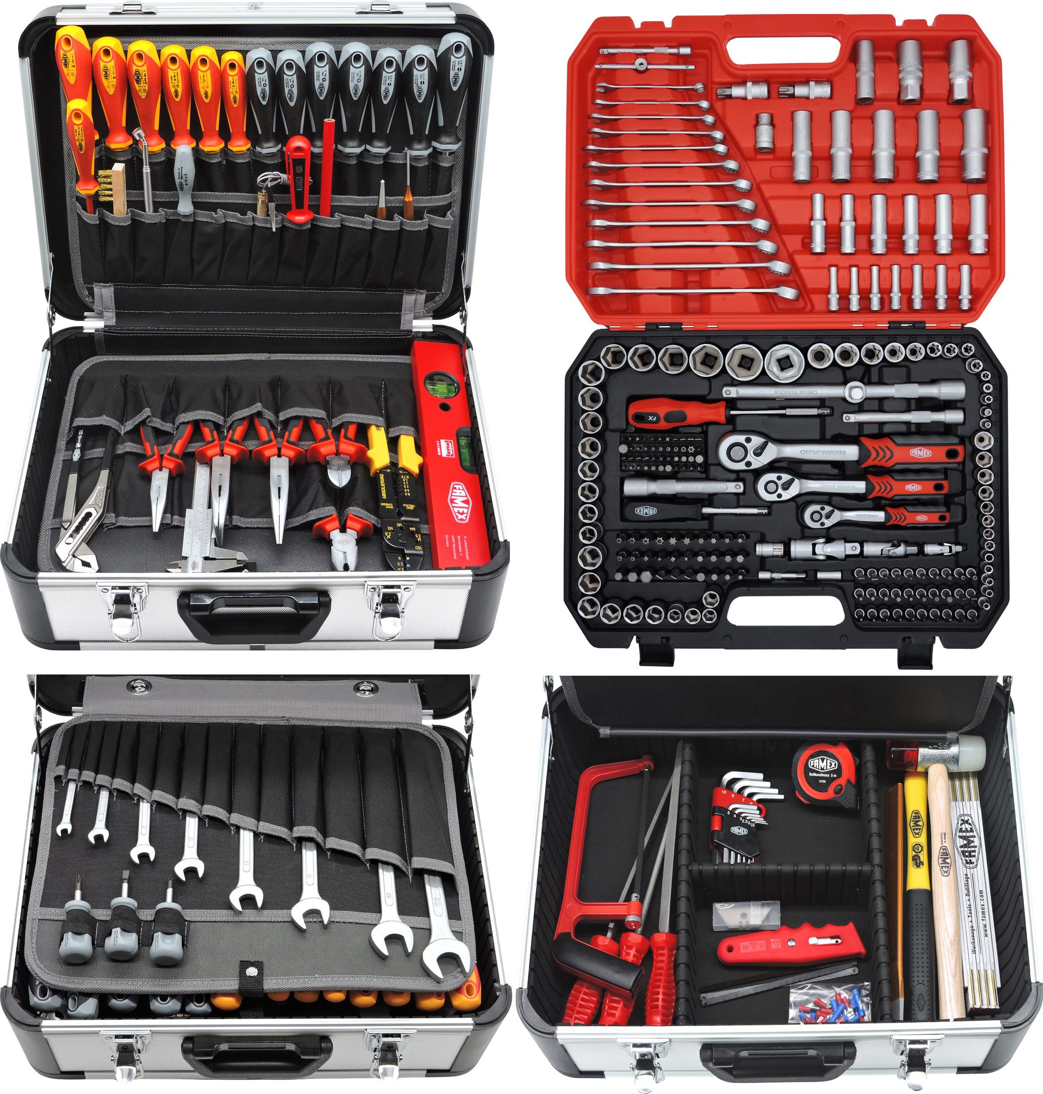 FAMEX Werkzeugset 419-51 Profi Werkzeugkasten, (Werkzeugkiste, abschließbar, 369-tlg), PROFESSIONAL, Kapazität 30 kg, viel Platz