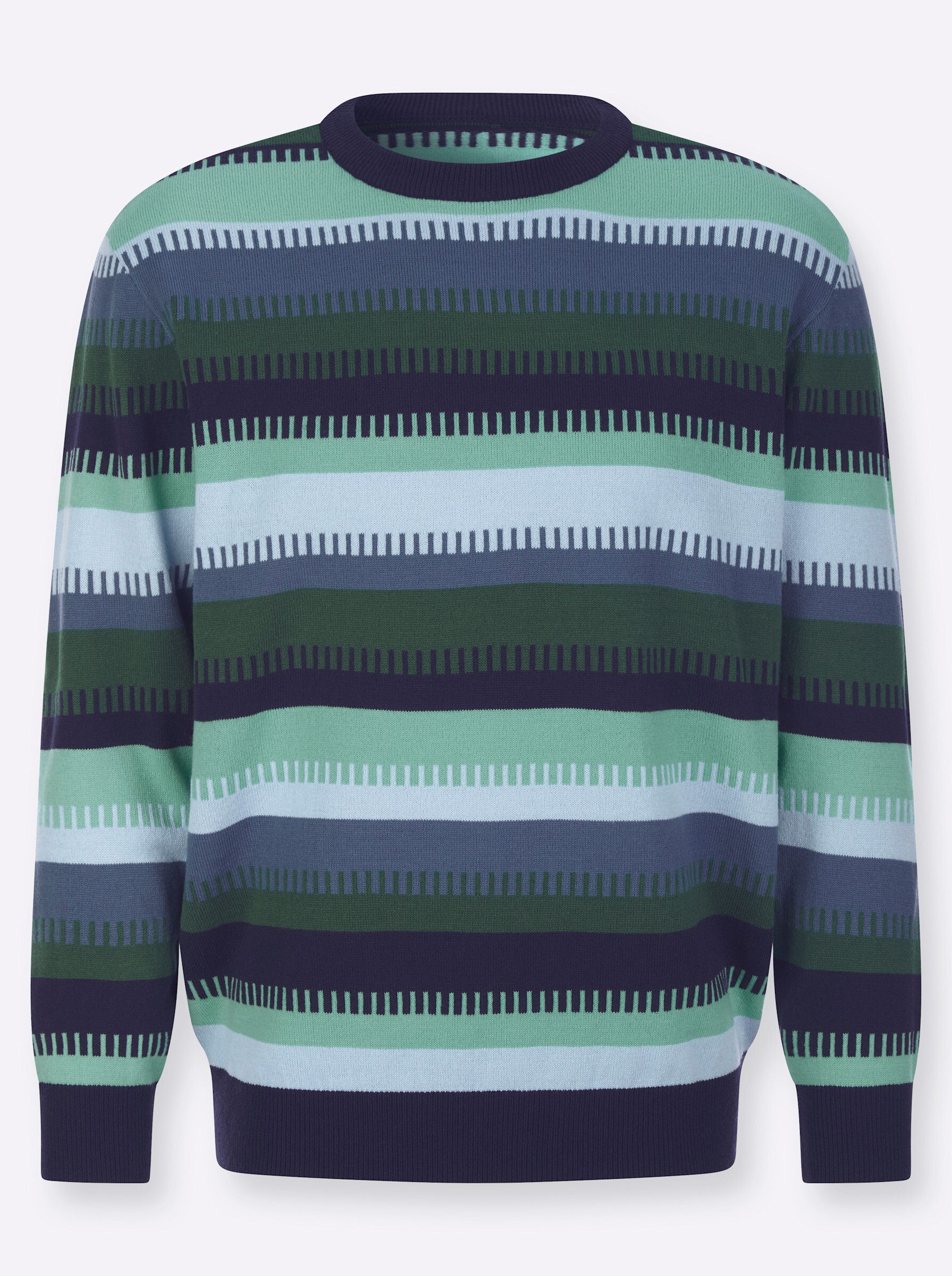Strickpullover Rundhals-Pullover Langarm Jacquard