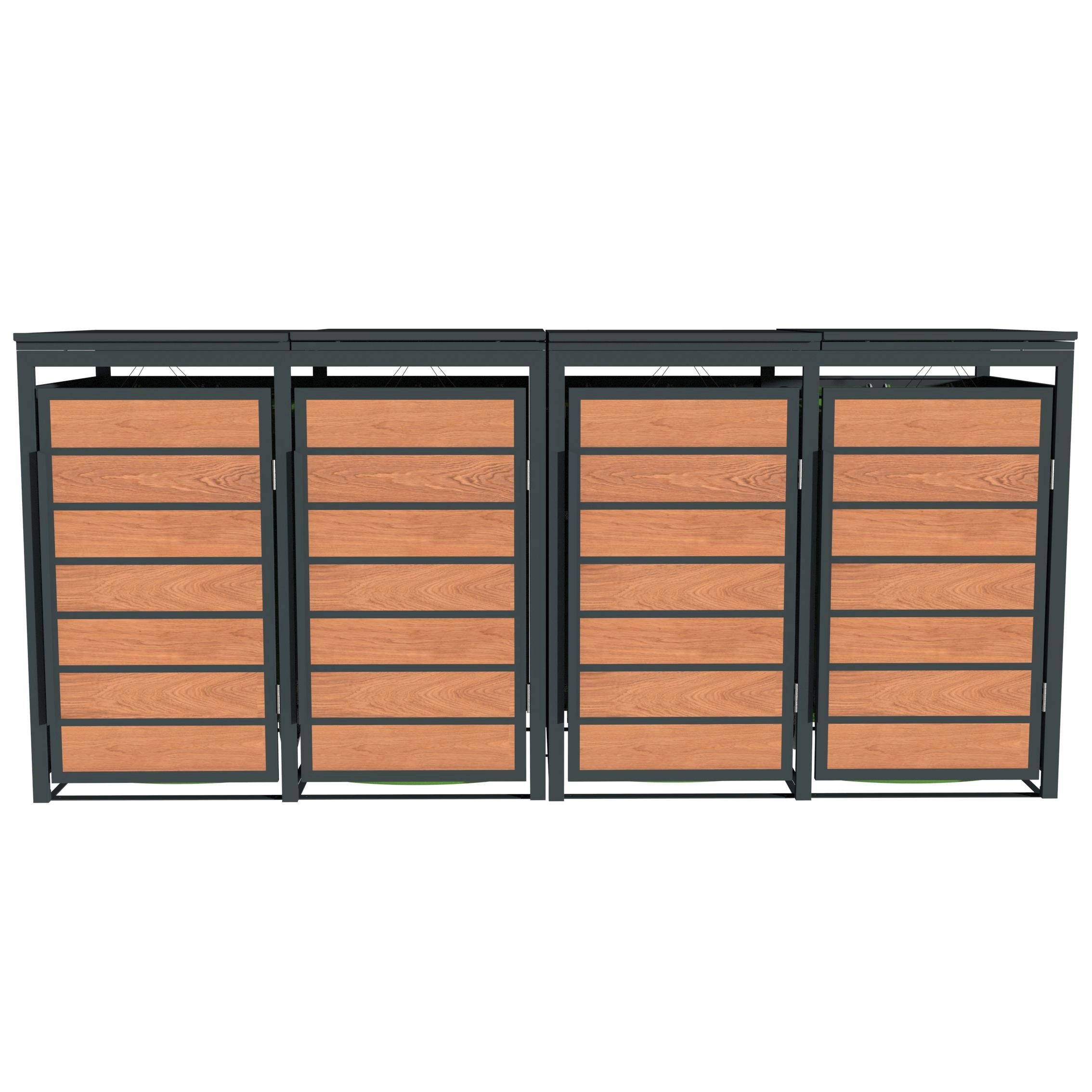 ESTEXO Mülltonnenbox Müllbox Mülltonnenverkleidung 4 Türen Anthrazit mit Holzdekor Box – Bild 5 von 5