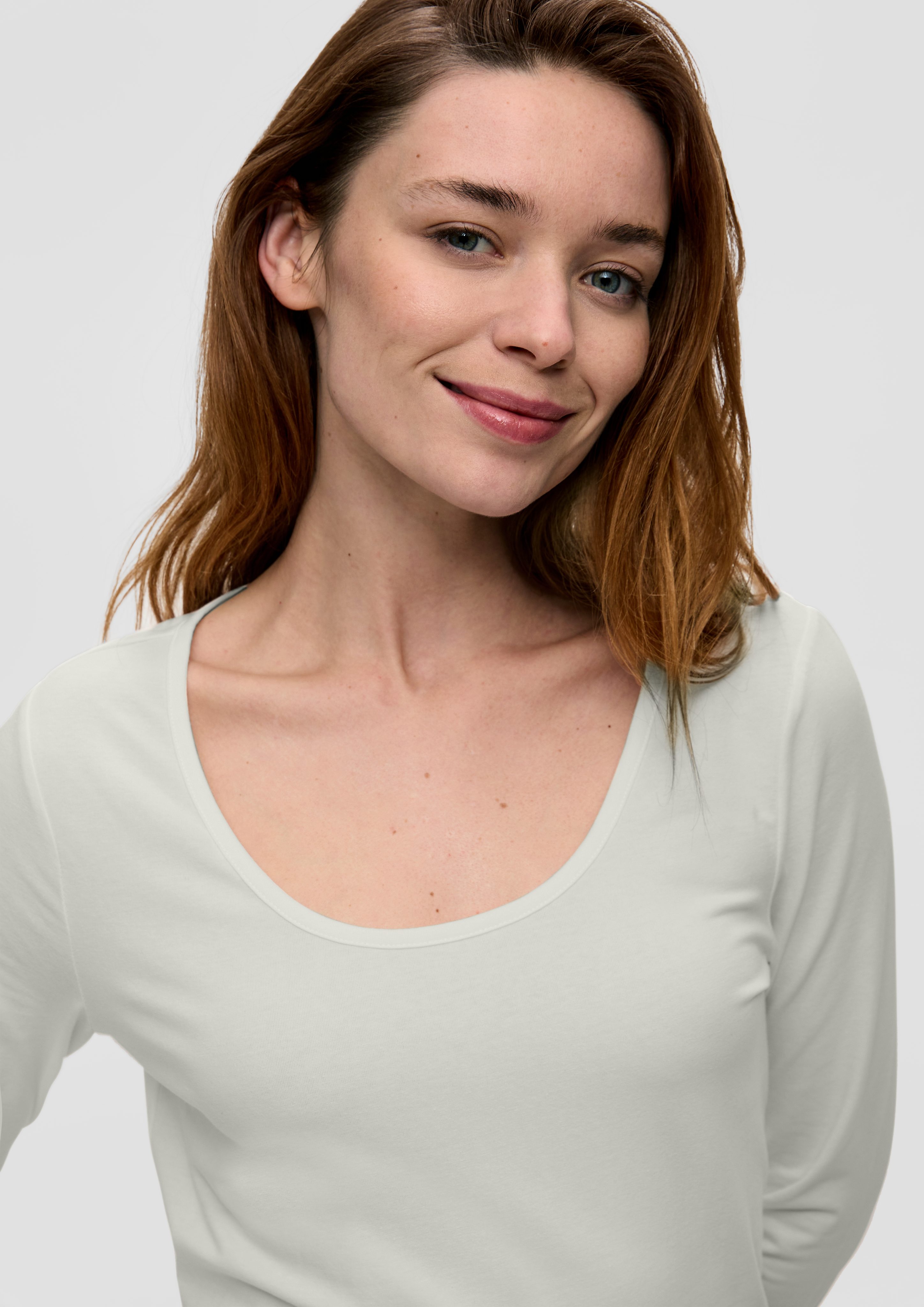 s.Oliver Langarmshirt Langarmshirt mit tiefem Rundhalsausschnitt günstig online kaufen