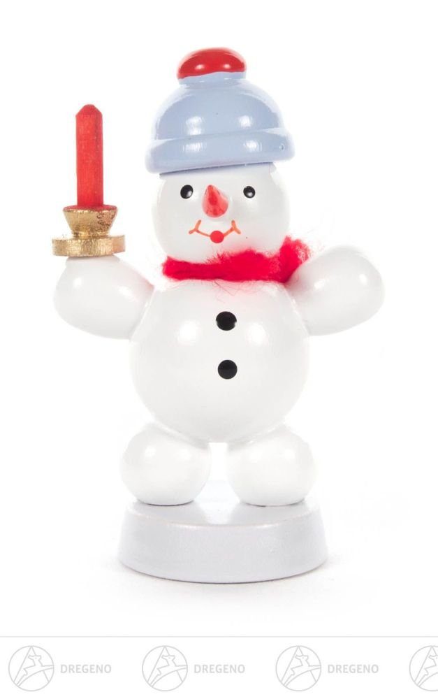 Dregeno Erzgebirge Schneemann Miniatur Schneemann mit Kerze Höhe ca 6 cm NEU, mit Kerze