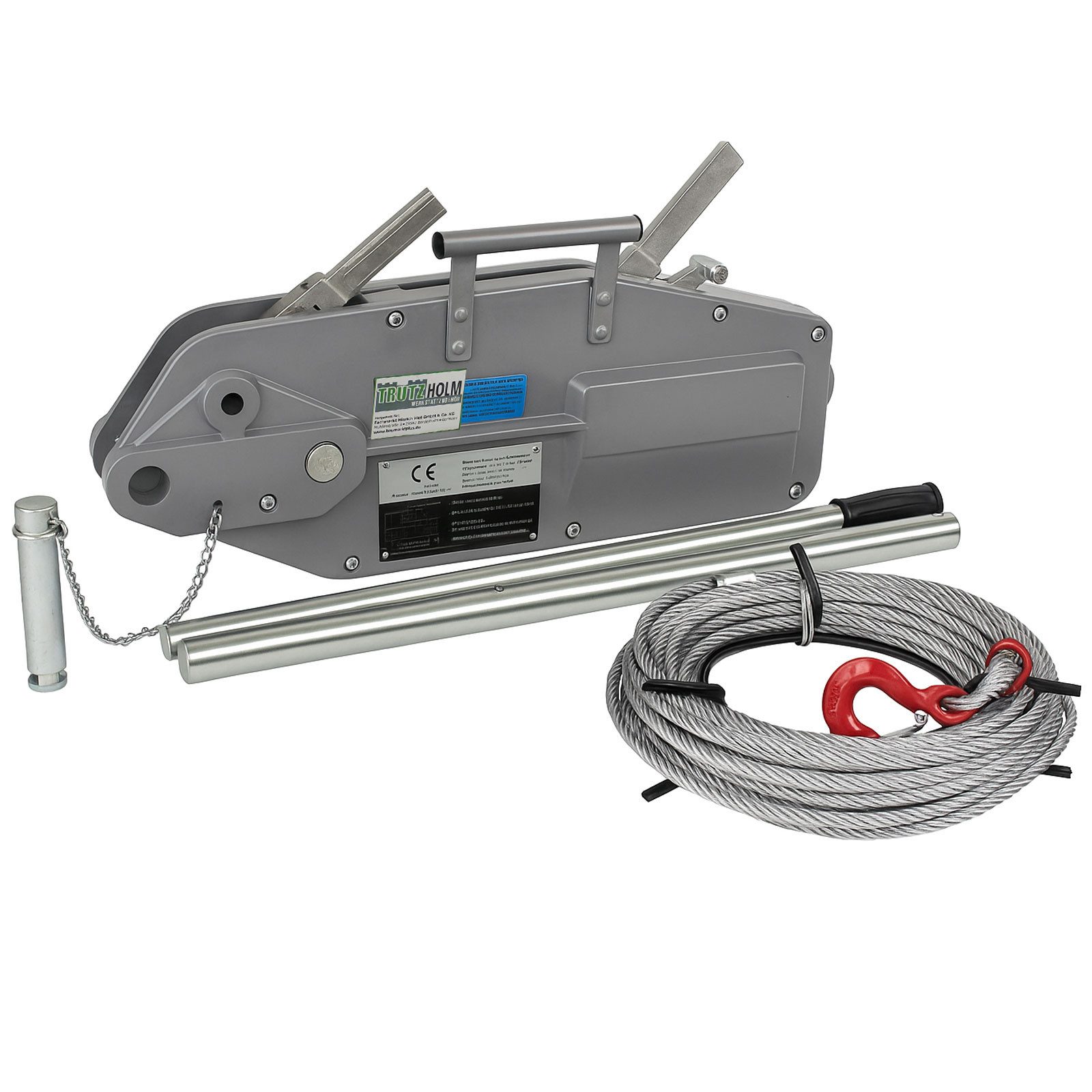 TRUTZHOLM Seilwinde Seilwinde Forstseilwinde 3200kg mit 20m Seil Lastenhaken Scherstiften, (1-St), Überlastungsschutz,Robustes Aluminiumgehäuse,Hohe Zugkraft