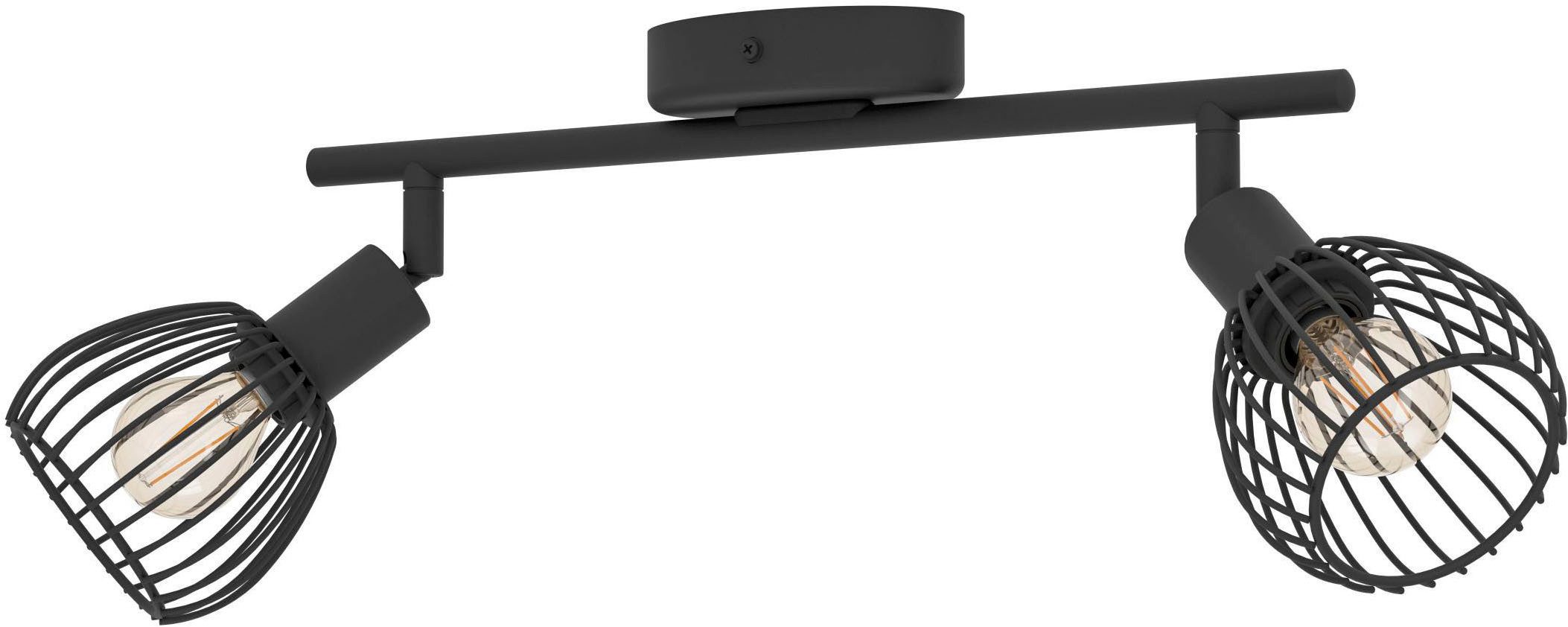 EGLO Deckenleuchte Sonnino Deckenlampe 2-fach, schwenkbare Spots, Metall, Deckenspot, E14, ohne Leuchtmittel, Spot - L36,5 x B10 x H18,5 cm - schwarz - 2X40W exkl.