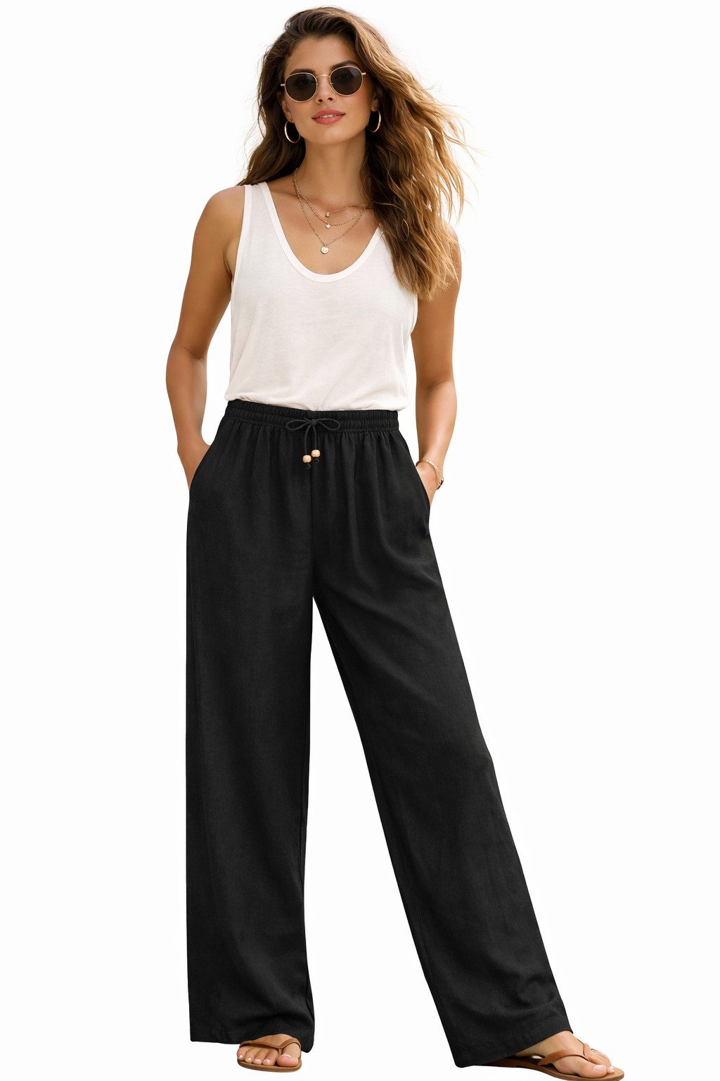 Eight2Nine Chinos Eight2nine Damen Leinen Hose Leinenhose Regular Freizeithose Sommer