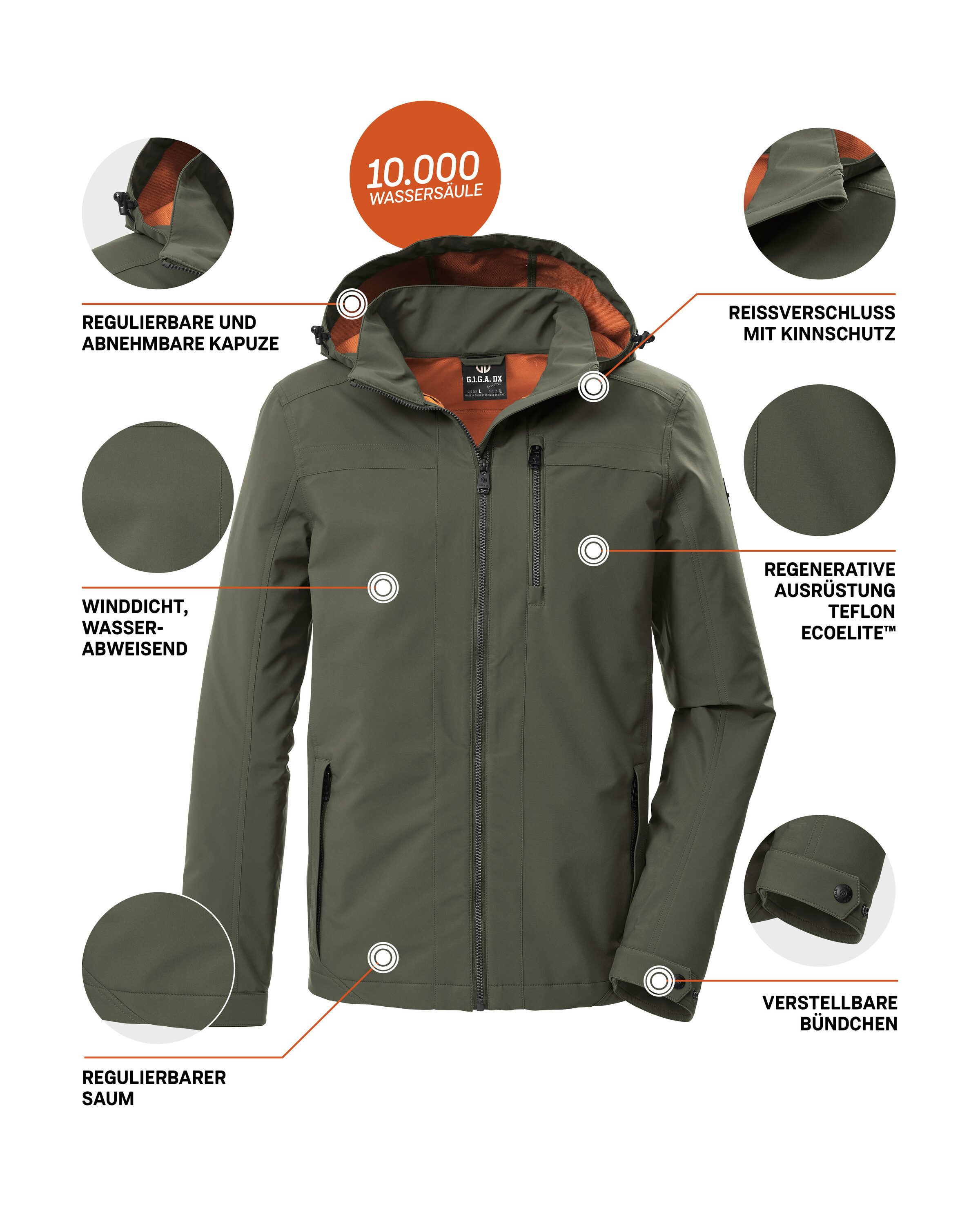 G.I.G.A. DX by killtec Softshelljacke GS 108 MN SFTSHLL JCKT Wasserabweisende Softshelljacke mit abnehmbarer Kapuze – Bild 5 von 5