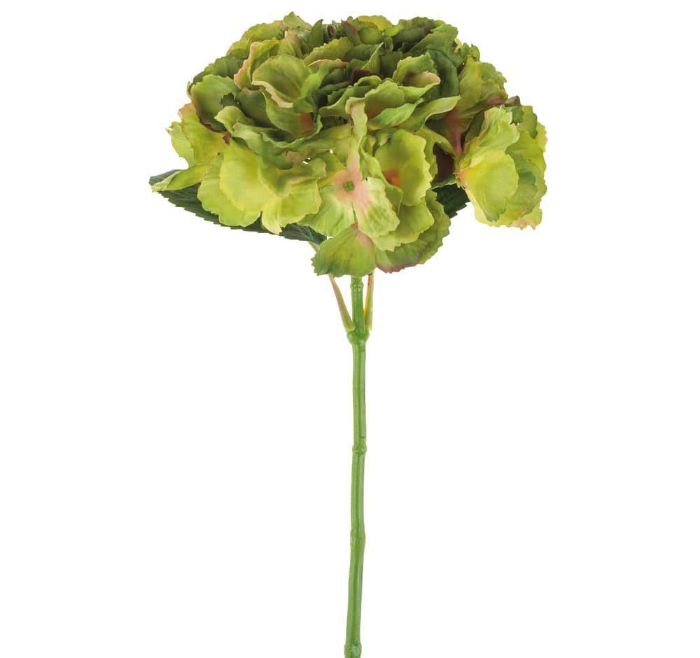 Kunstblume Hortensienblüte hochwertig Kunststoff Ø 20x40 cm rot-grün Hortensie, matches21 HOME & HOBBY, Höhe 40 cm