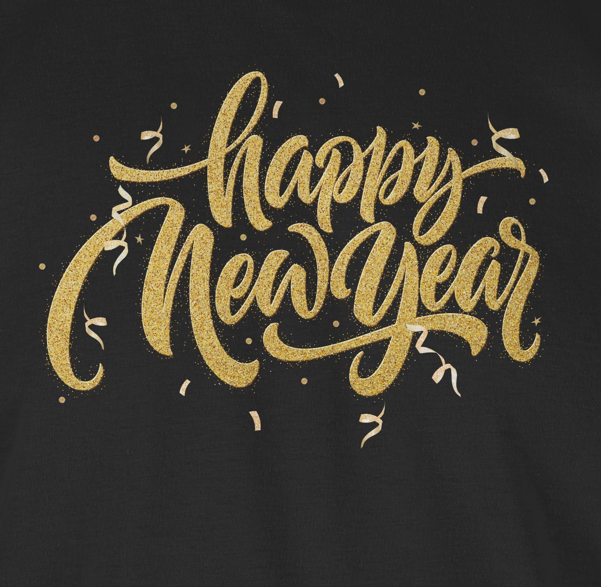 Shirtracer T-Shirt Erwachsene 01 Happy Silvester Schwarz Year New